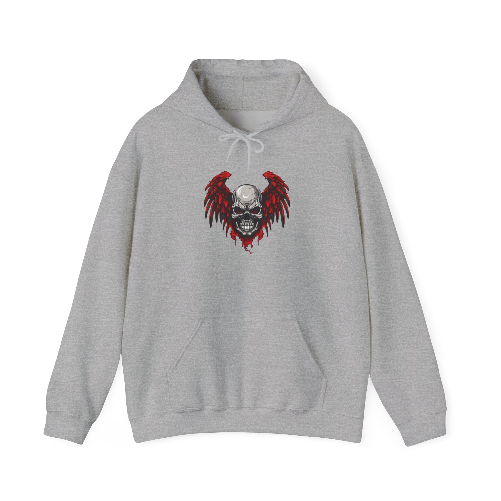 Gothic Skull Wings Hooded Sweatshirt - Perfect for Halloween, Casual Wear, Alternative Style, Gifts for Him/Her, Streetwear