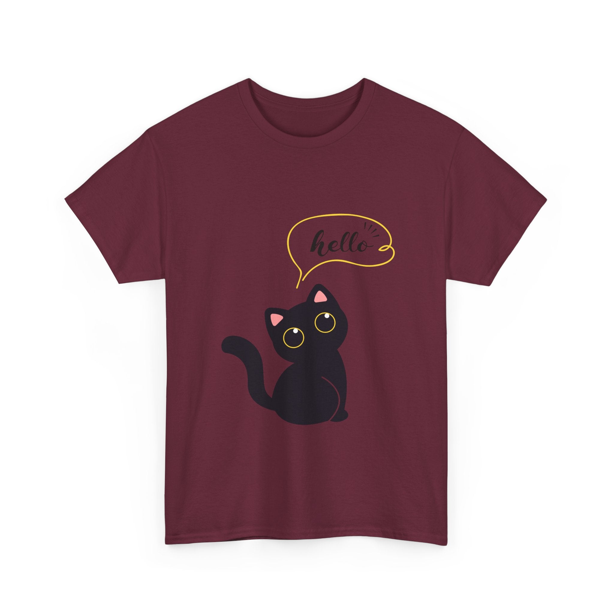 Cute Cat Hello Tee, Unisex Cotton Shirt, Cat Lover Gift, Funny Cat T-Shirt, Pet Lover Merchandise, Cozy Everyday Wear
