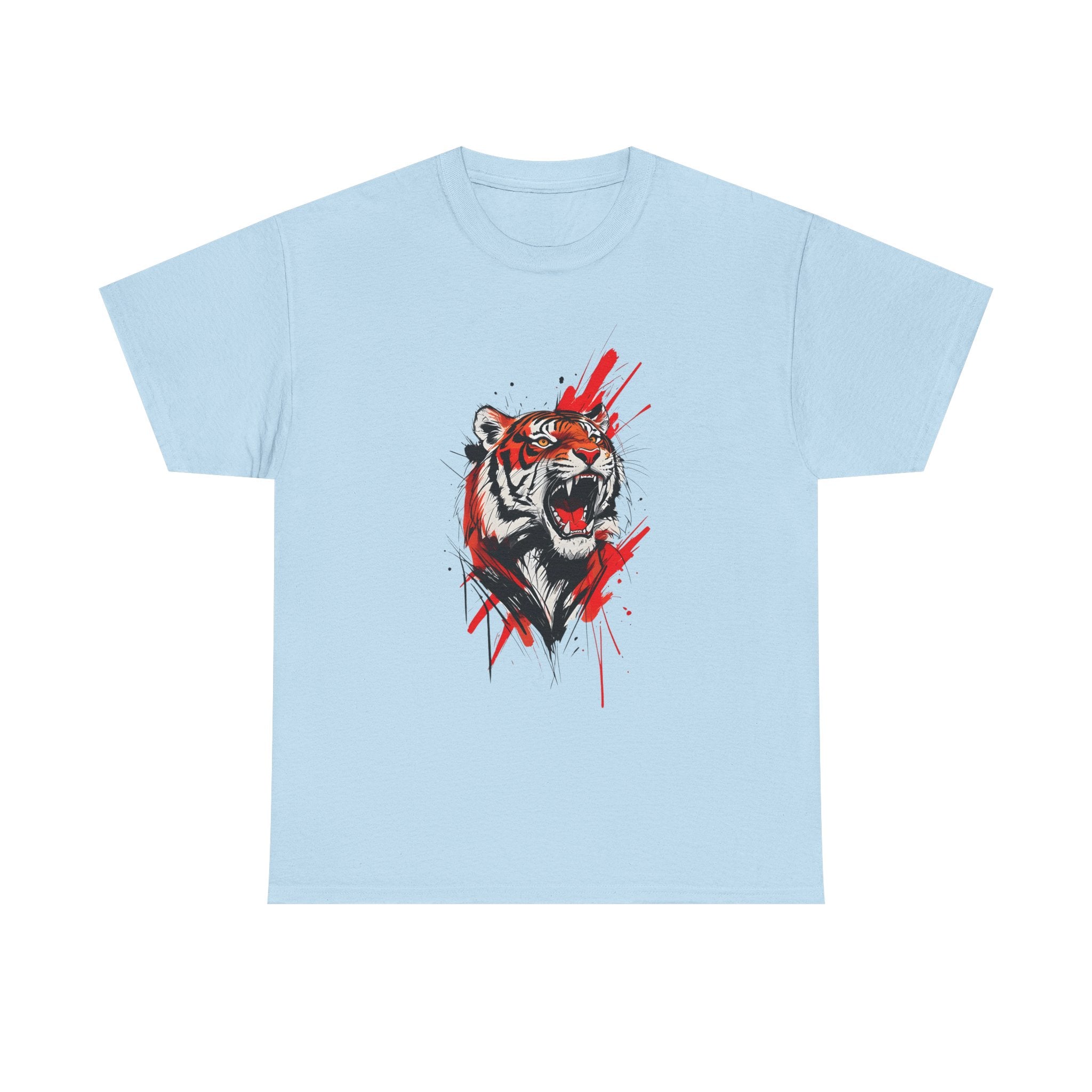 Ferocious Tiger Unisex Heavy Cotton Tee, Animal Lover Shirt, Graphic Tee, Wildlife Shirt, Gift for Her, Gift for Him
