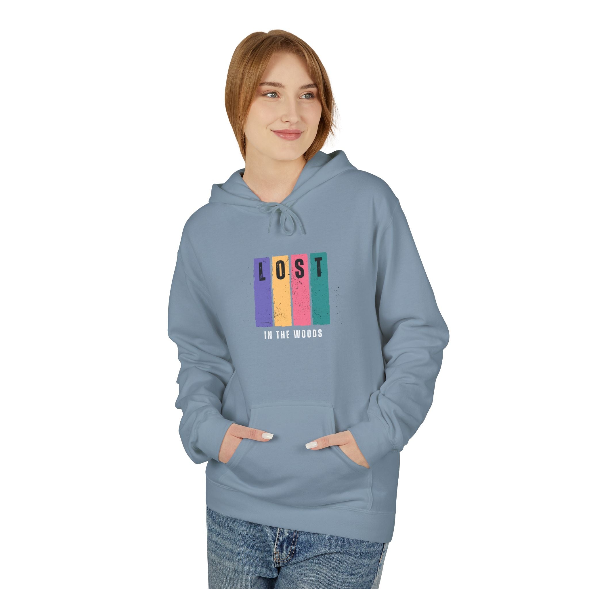 Lost in the Woods Fleece Hoodie - Unisex Midweight Sweatshirt for Outdoor Lovers