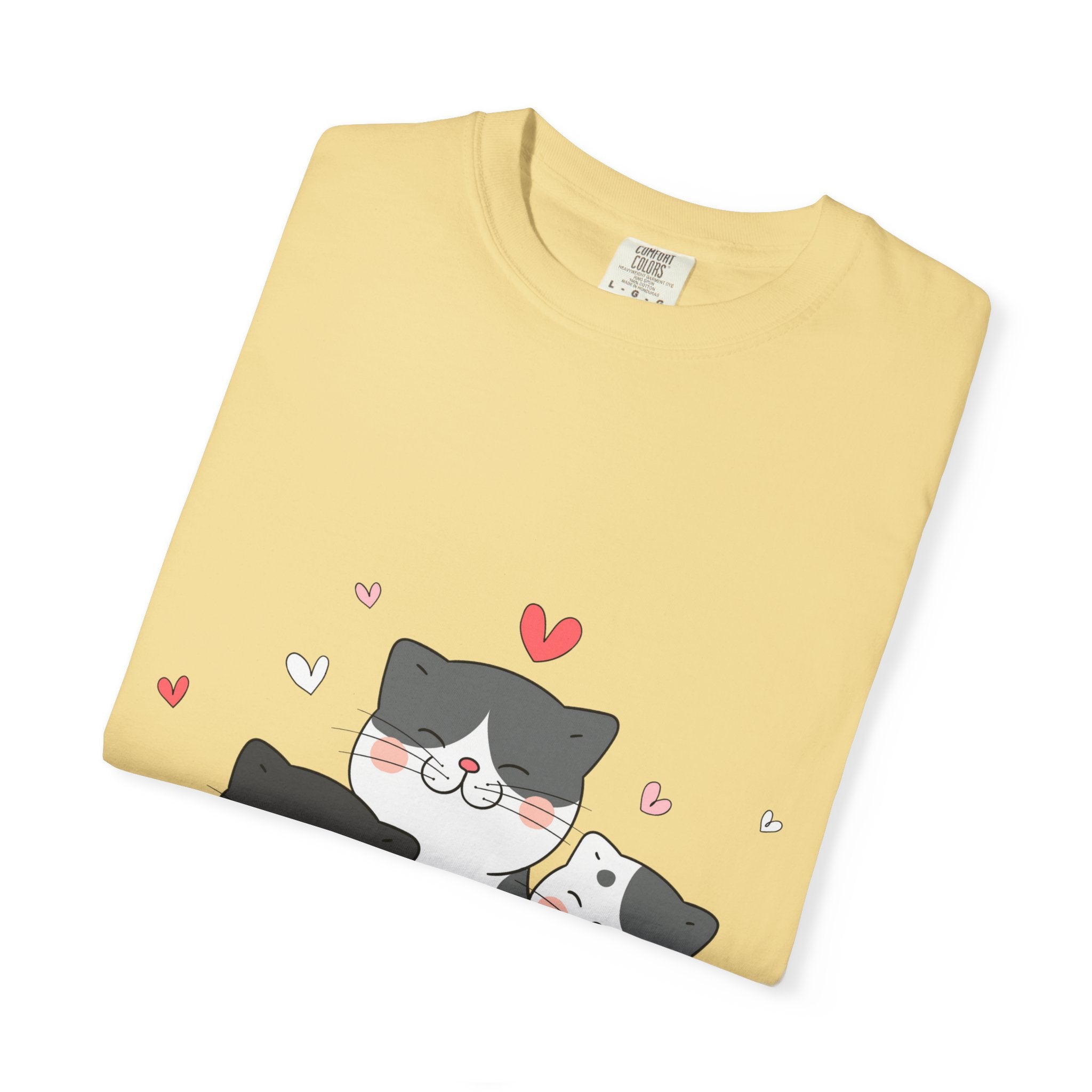 Cat Trio T-Shirt — Cute Kawaii Cats with Hearts Tee