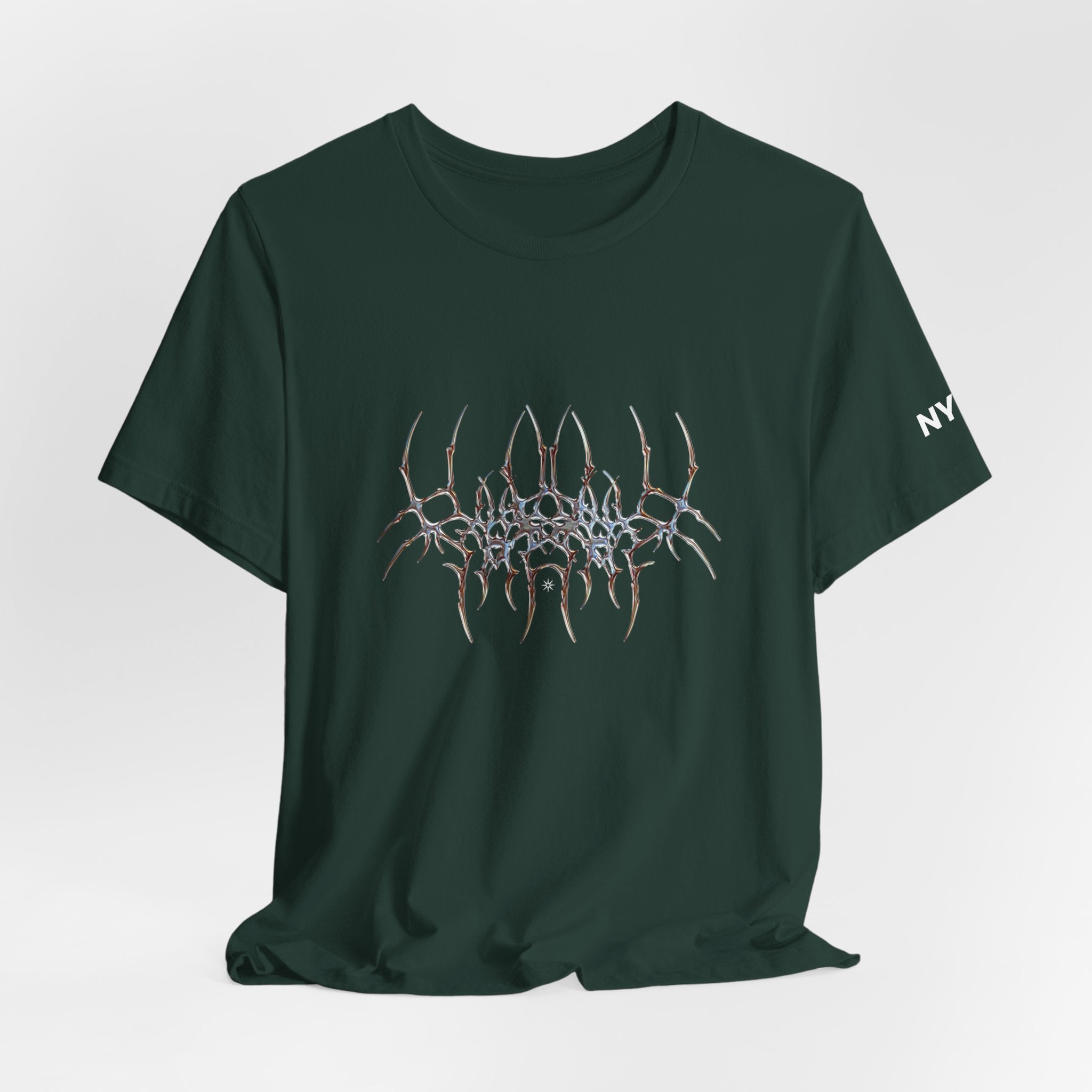 Gothic Spider Web Graphic Tee — Trippy Dark Metal Design