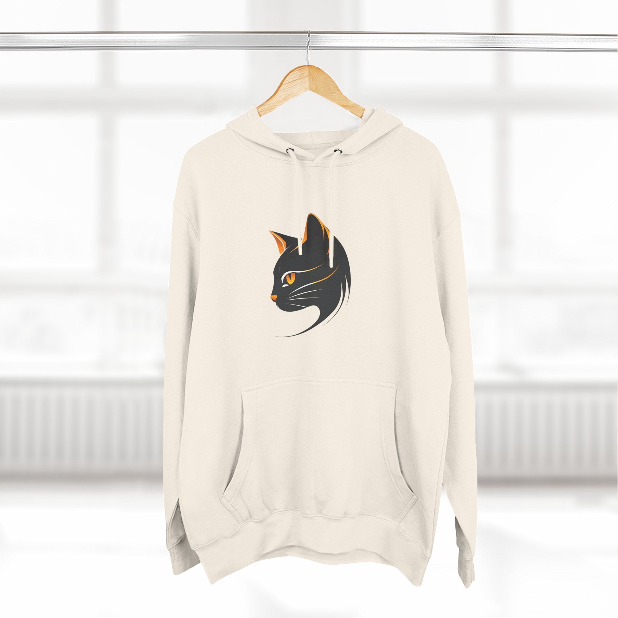 Cat Silhouette Fleece Hoodie, Cozy Cat Lover Gift, Warm Animal Hoodie, Perfect for Pet Owners, Cat-Themed Apparel