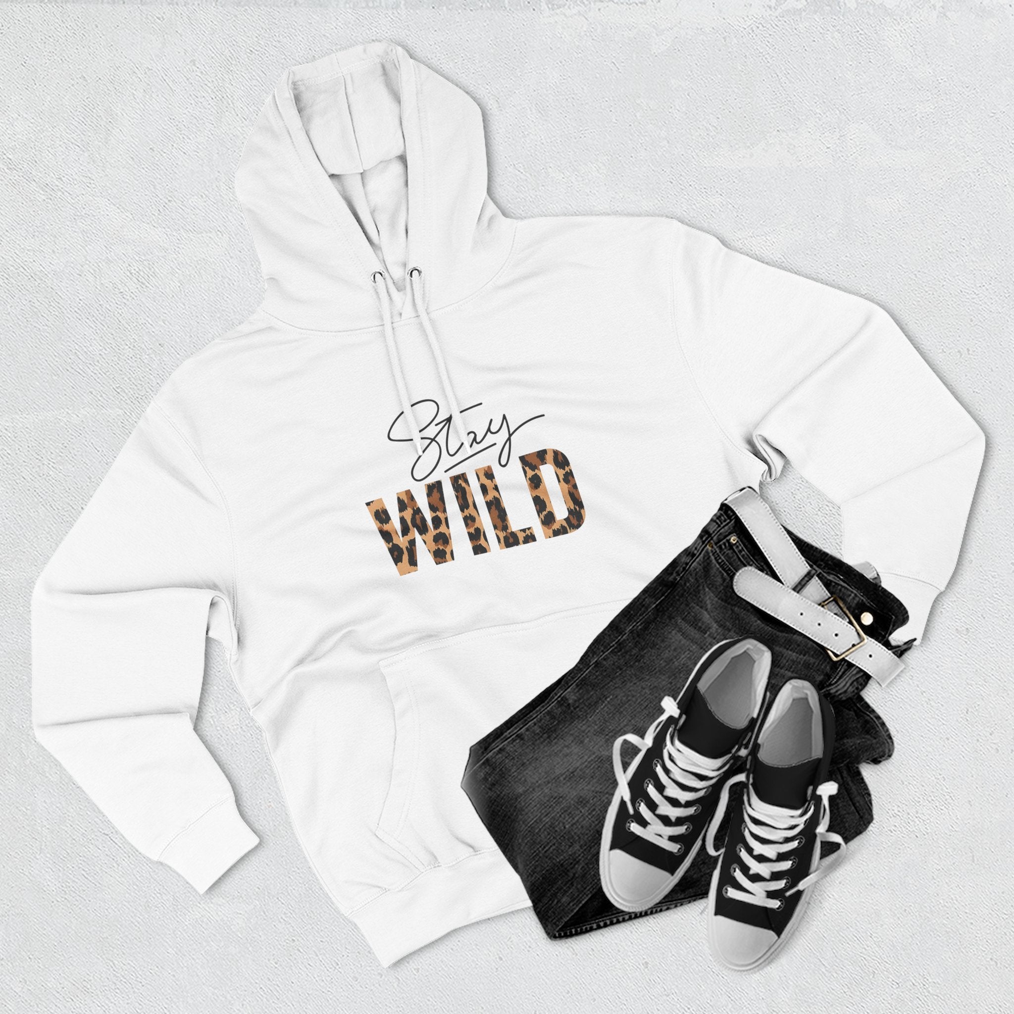 Stay Wild Fleece Hoodie - Cozy, Stylish, Perfect for Adventures, Great for Fall/Winter, Unique Gift Idea