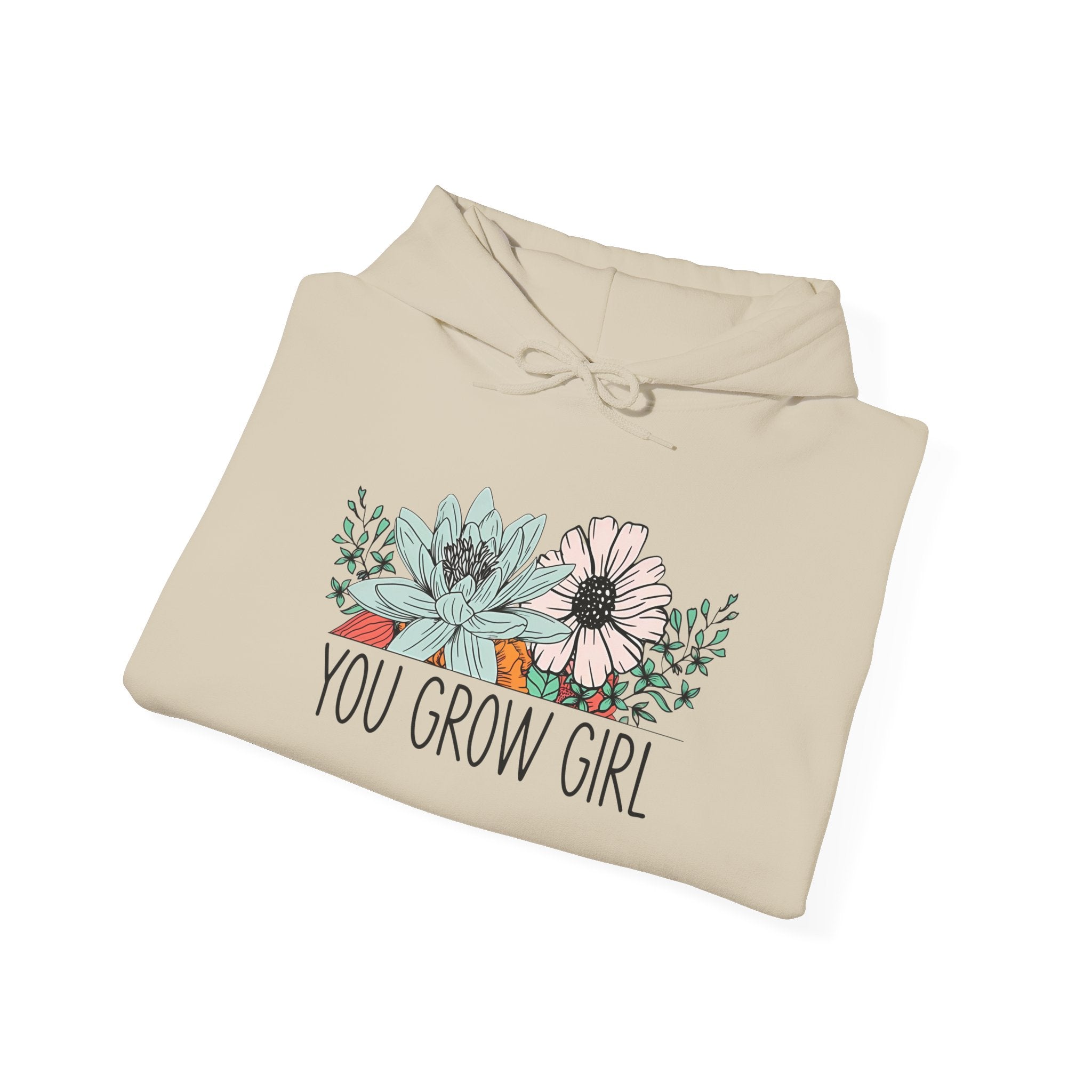 You Grow Girl Sweatshirt, Motivational Hoodie, Floral Sweatshirt, Inspirational Gift for Her, Spring Fashion Casual Wear