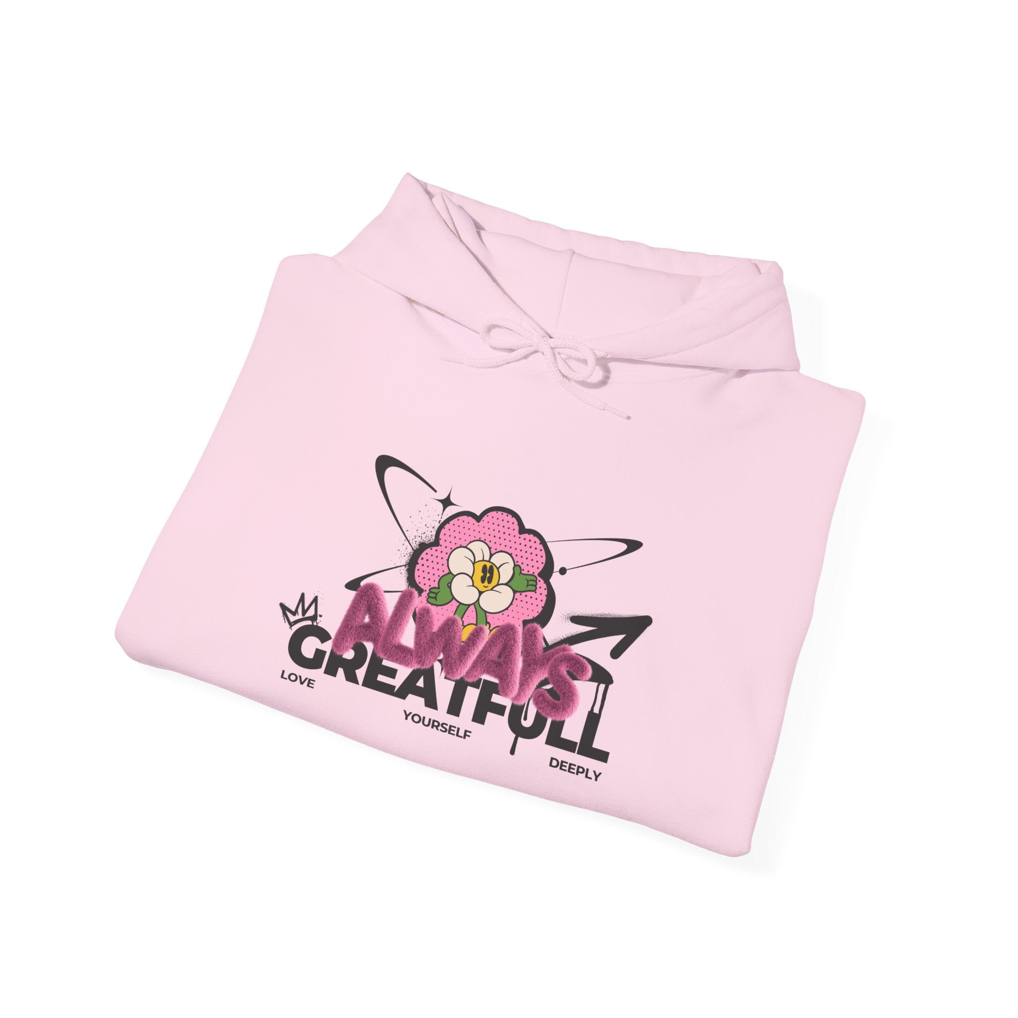 Always Grateful Floral Hoodie – Cozy Unisex Sweatshirt for Daily Comfort, Gift for Friends, Thoughtful Present, Casual Wear