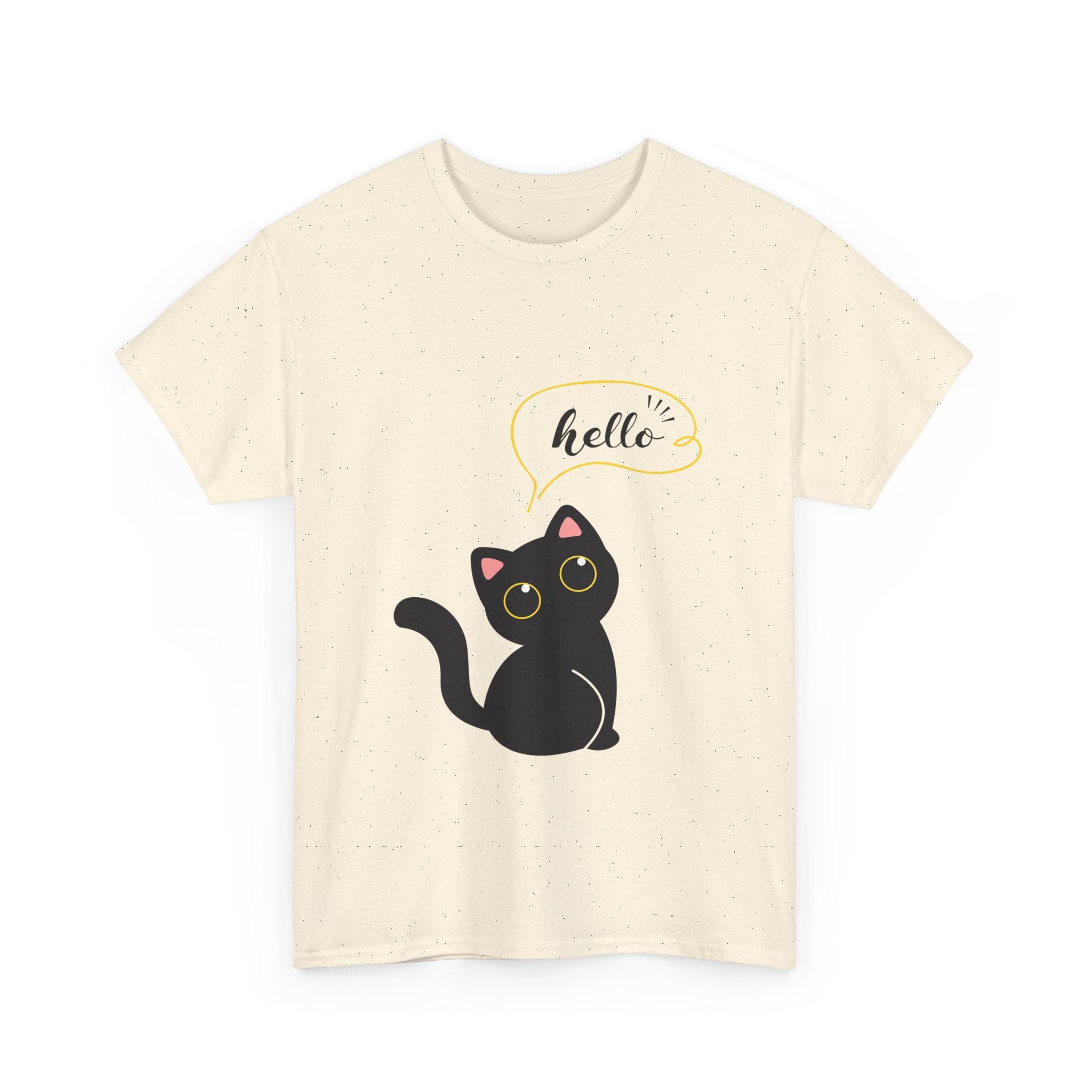 Cute Cat Hello Tee, Unisex Cotton Shirt, Cat Lover Gift, Funny Cat T-Shirt, Pet Lover Merchandise, Cozy Everyday Wear
