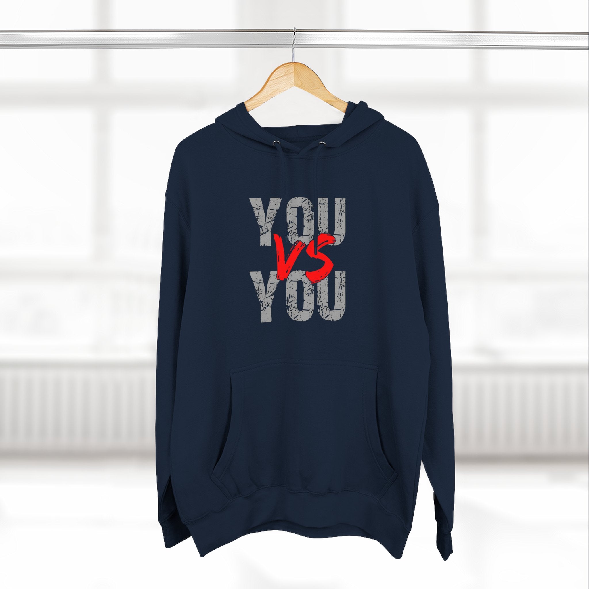 YOU vs YOU Three-Panel Fleece Hoodie, Motivational Sweatshirt, Unisex Hoodie, Workout Apparel, Self-Improvement Gift