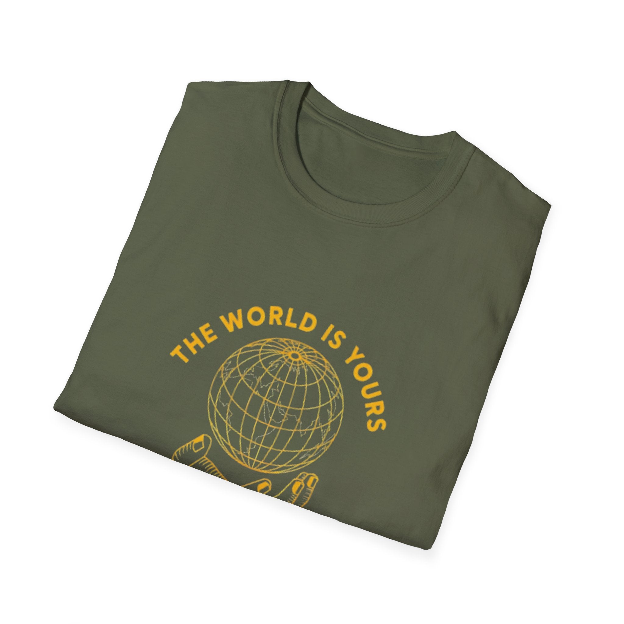 T-Shirt — “The World Is Yours, Dream Big” Inspirational Globe Design