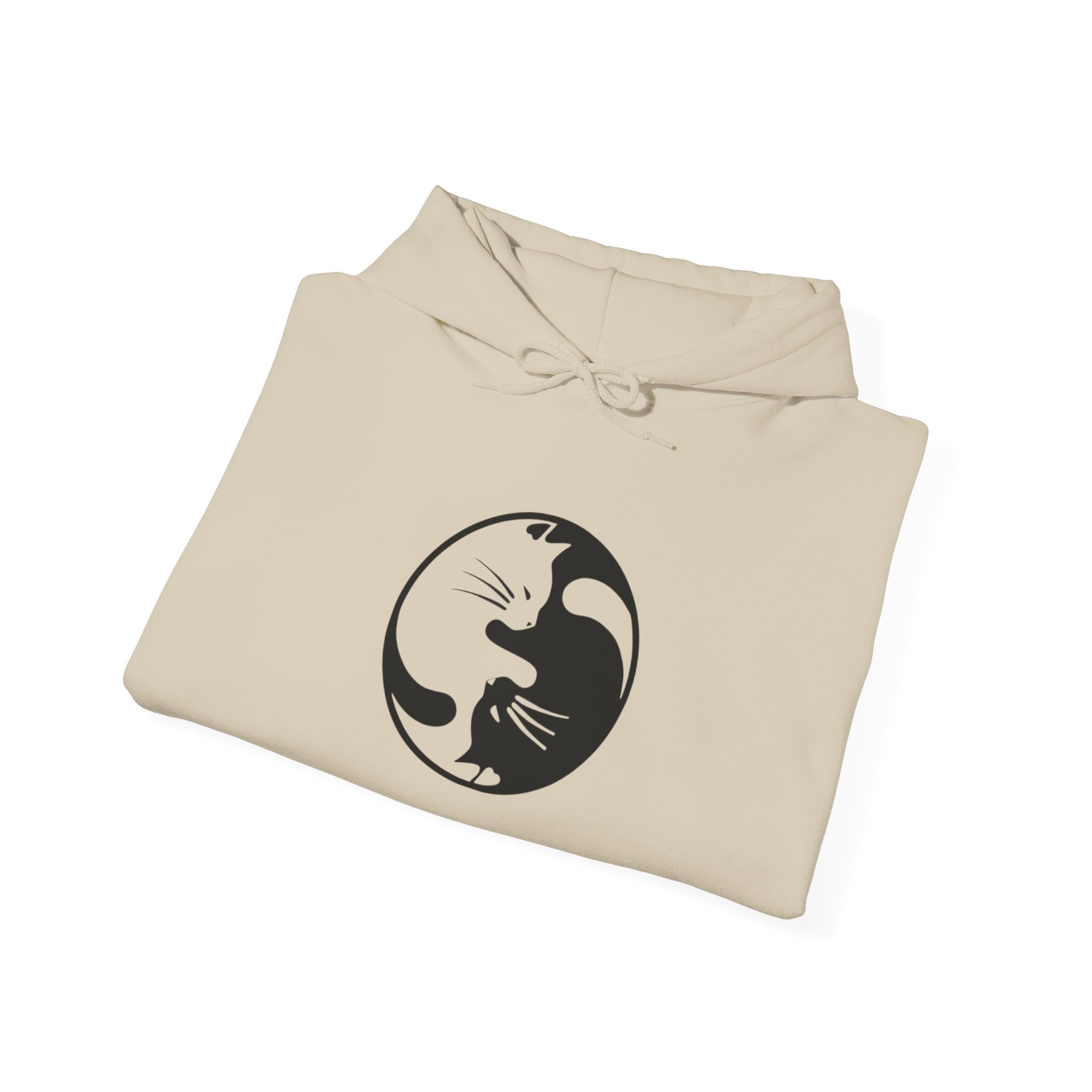 Cat Yin Yang Unisex Hoodie, Cozy Cat Lover Sweatshirt, Perfect Gift for Pet Owners, Trendy Casual Wear, Ideal for Everyday Comfort