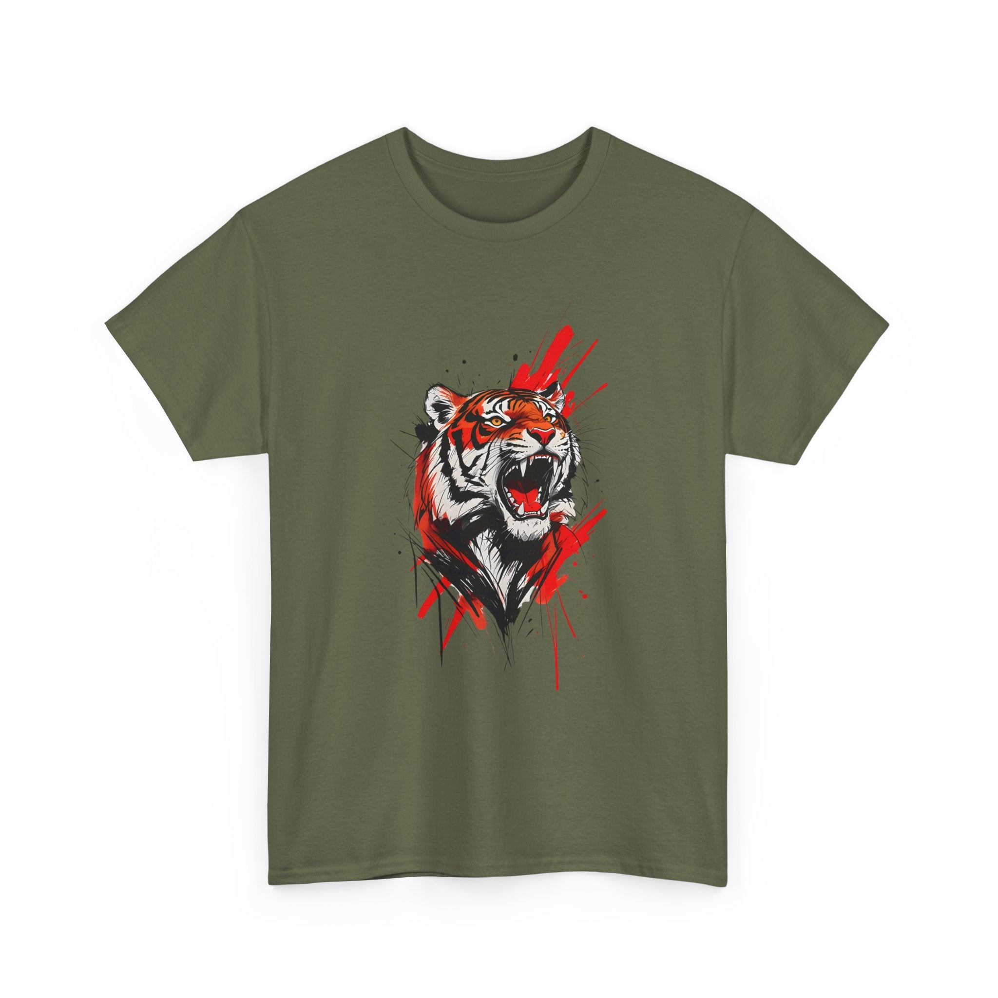 Ferocious Tiger Unisex Heavy Cotton Tee, Animal Lover Shirt, Graphic Tee, Wildlife Shirt, Gift for Her, Gift for Him