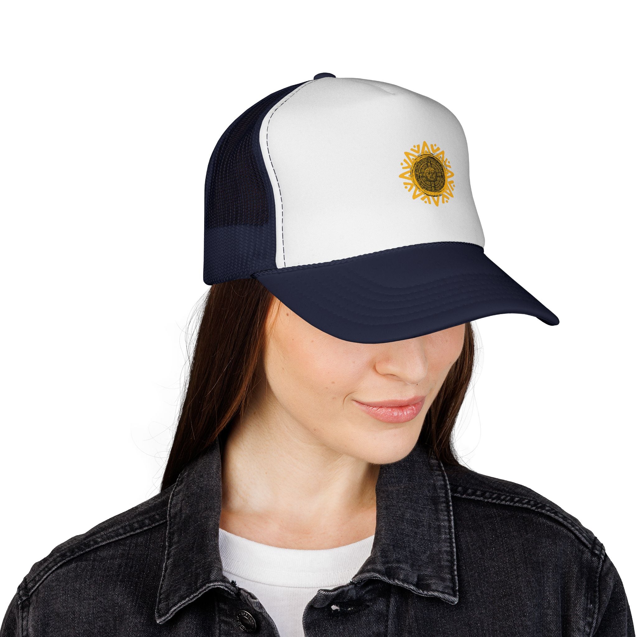 Sunflower Mandala Trucker Cap — Floral Mesh Back Hat for Outdoor & Casual Wear