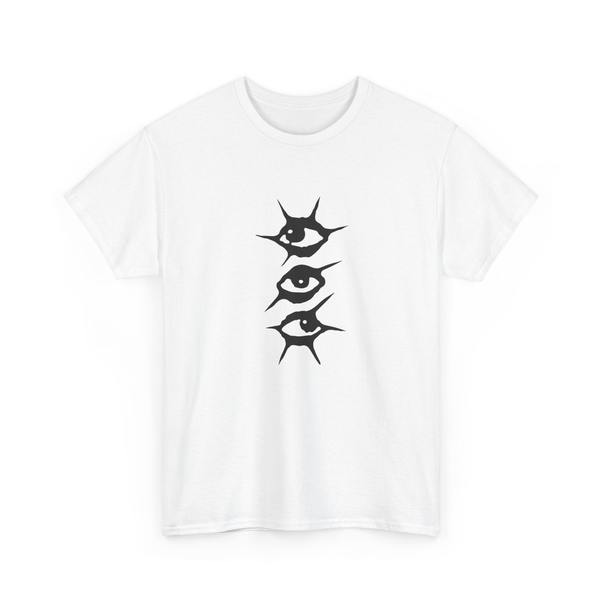 T-Shirt — Minimal Three Eyes Graphic Tee with 'Who Are You When Nobody's Watching?' Back Text