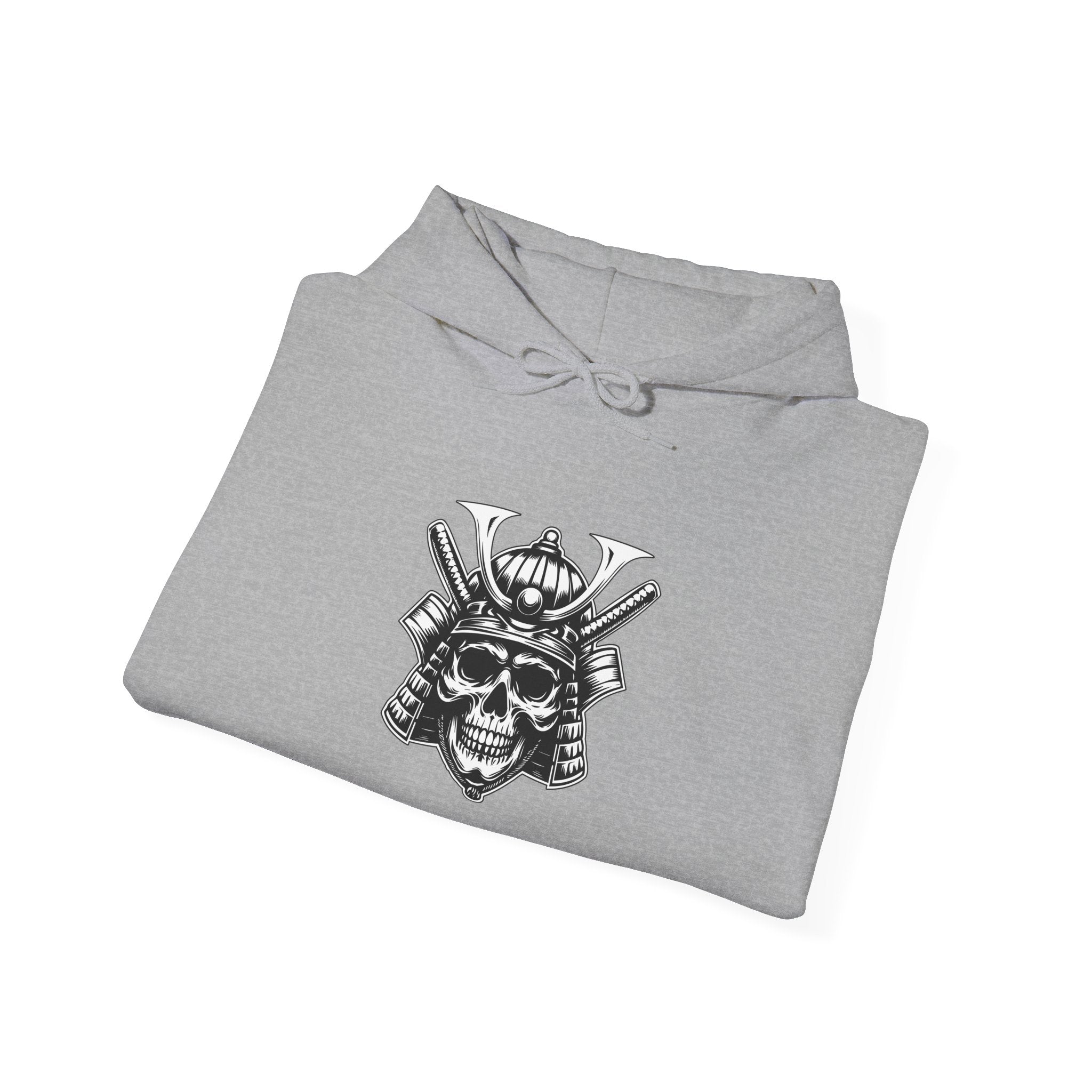 Samurai Skull Hoodie - Unisex Heavy Blend™, Graphic Sweatshirt for Men & Women, Urban Style, Cozy Gift for Gamers