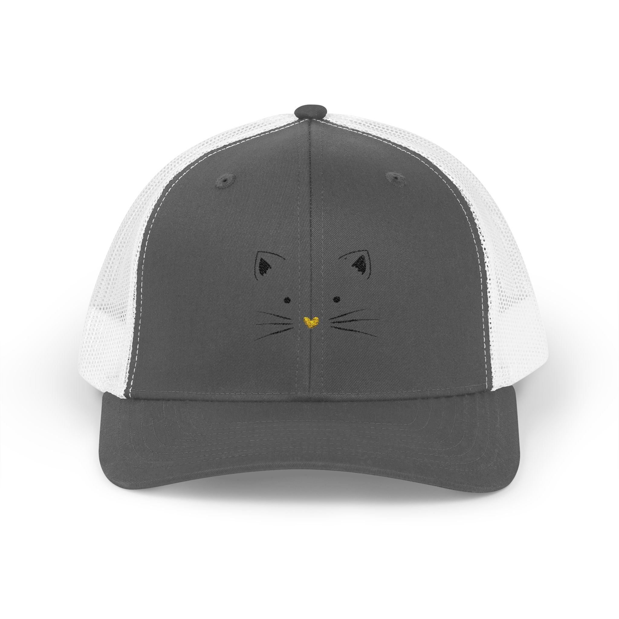 Cat Face Trucker Cap — Minimal Cute Kitty Snapback Hat