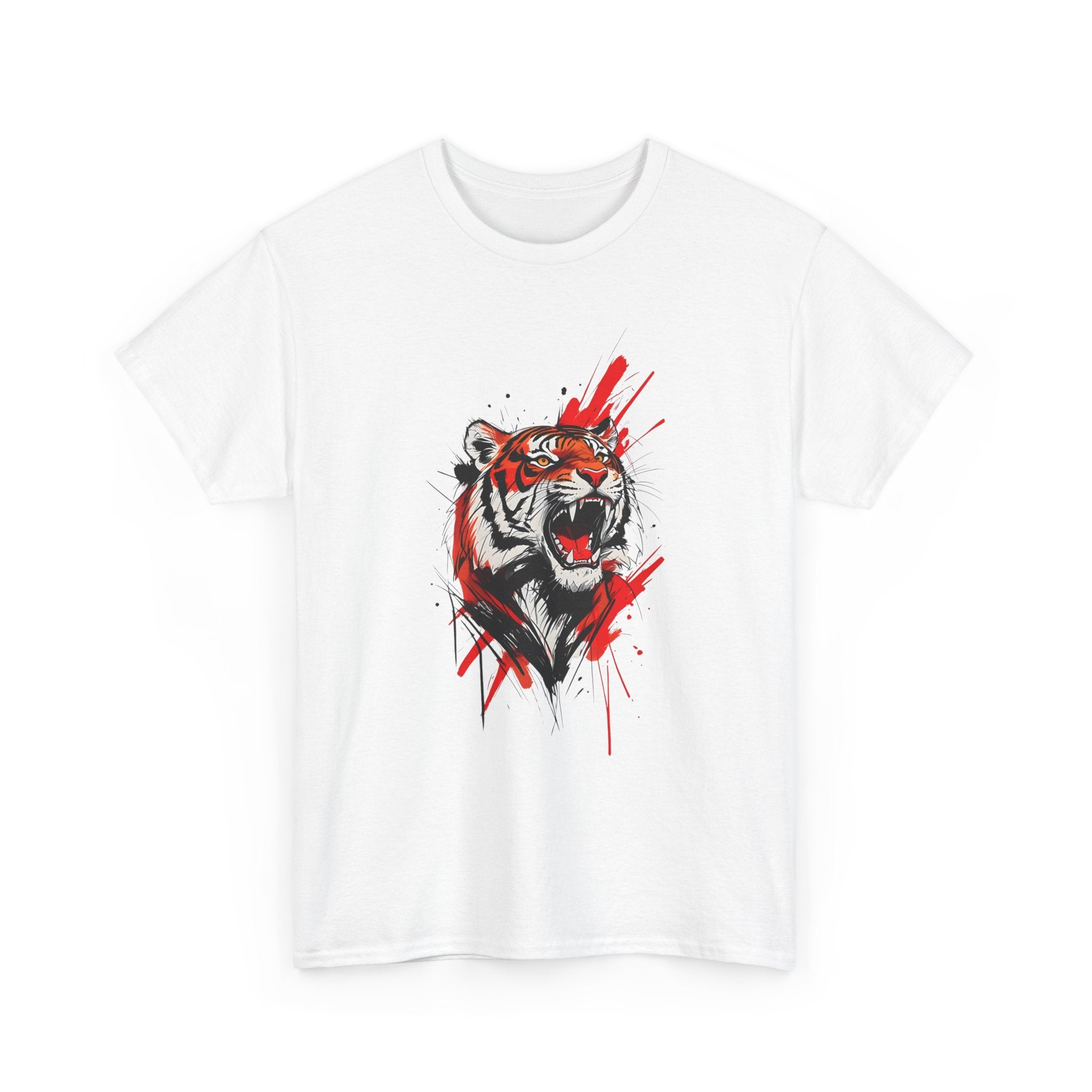 Ferocious Tiger Unisex Heavy Cotton Tee, Animal Lover Shirt, Graphic Tee, Wildlife Shirt, Gift for Her, Gift for Him