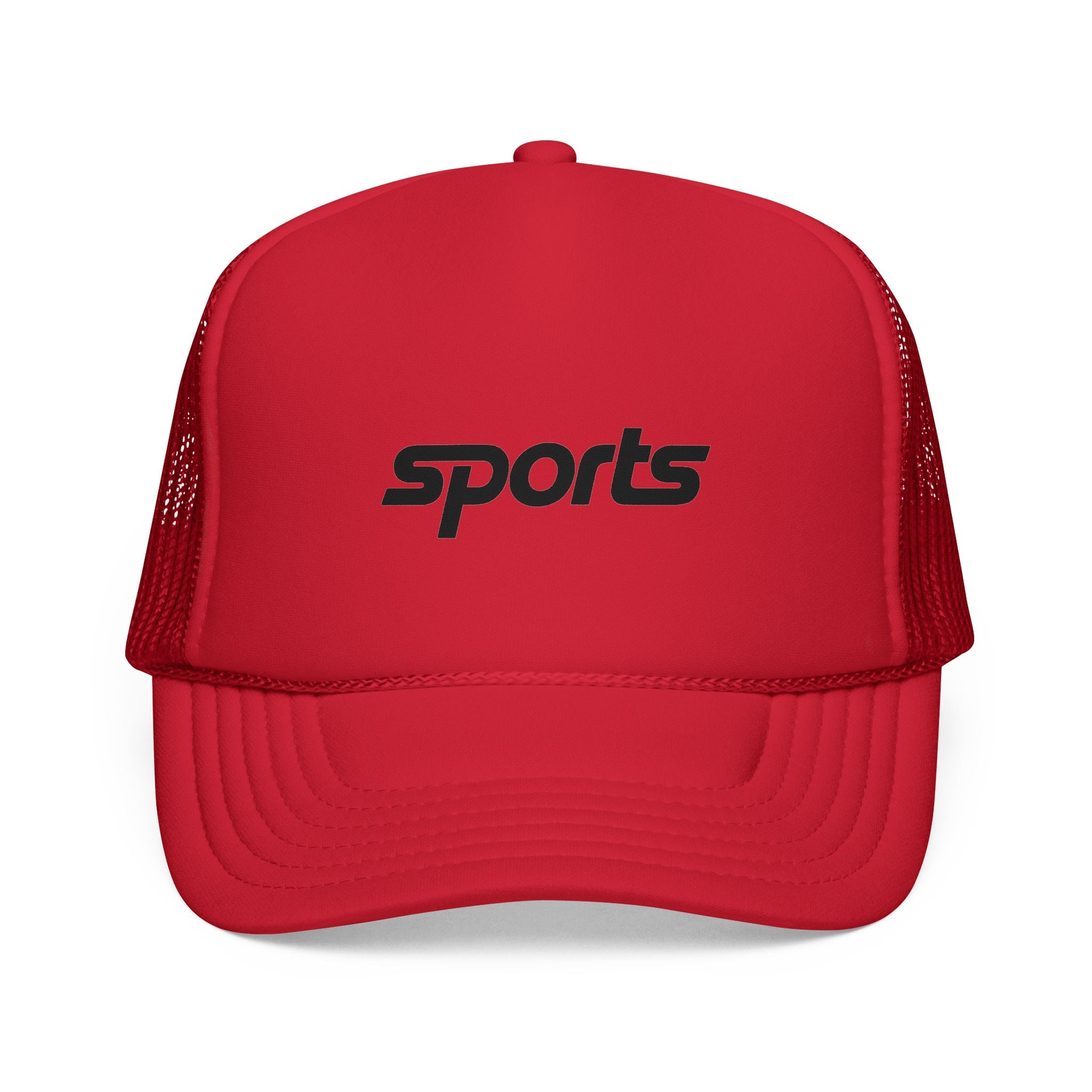 Red 'sports' Trucker Cap — Retro Athletic Mesh Hat