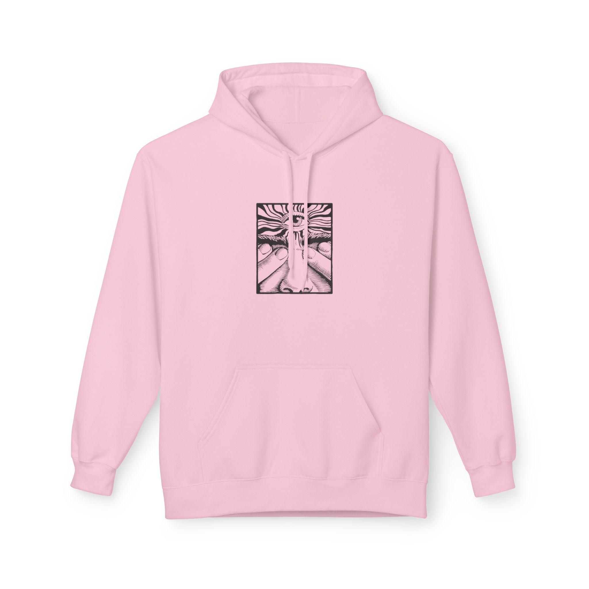 Minimalist Line Art Hoodie — Abstract Sunrise Hands Design