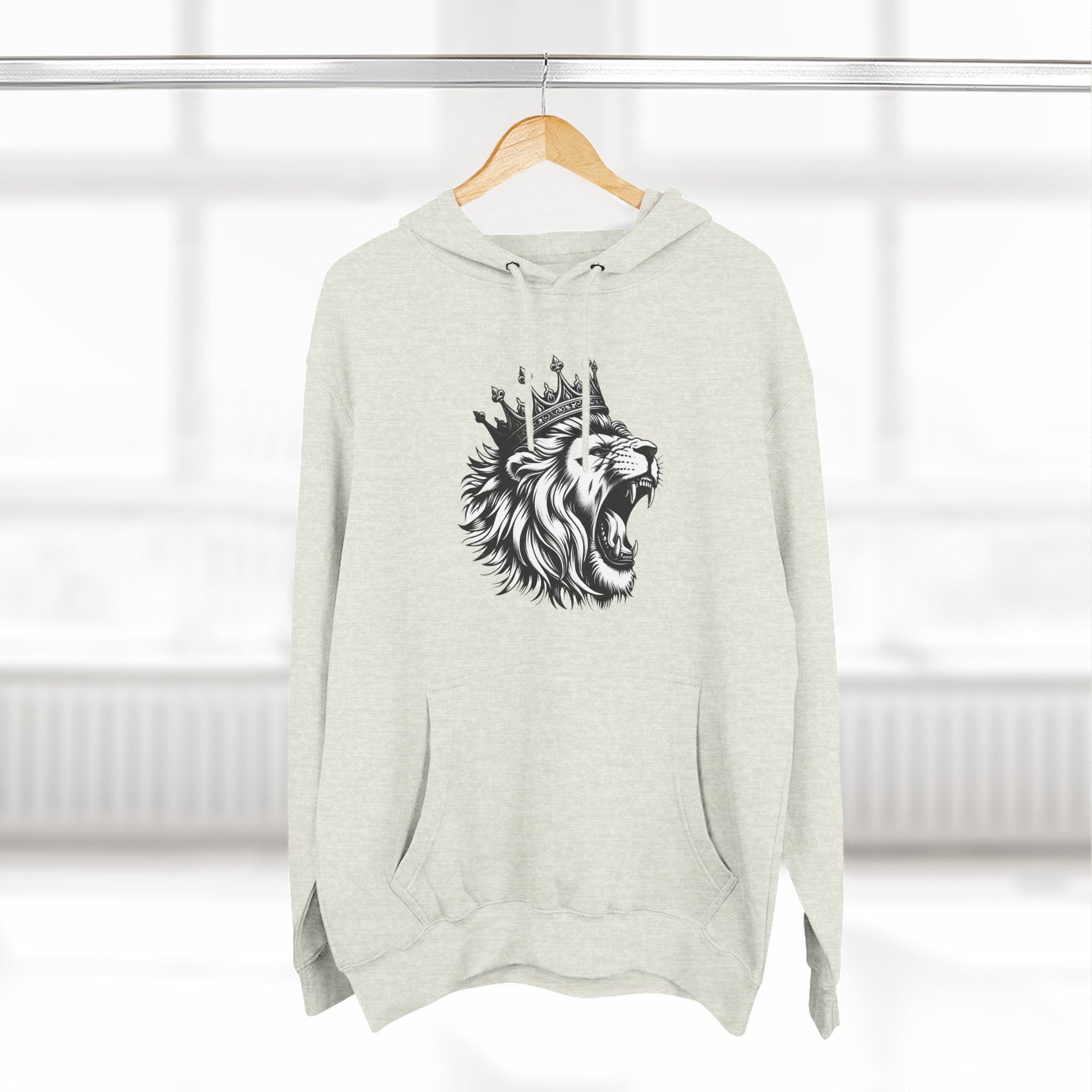 Courageous Lion Fleece Hoodie, Casual Streetwear, Unisex Hoodie, Gift for Lion Lovers, Cozy Warm Hoodie
