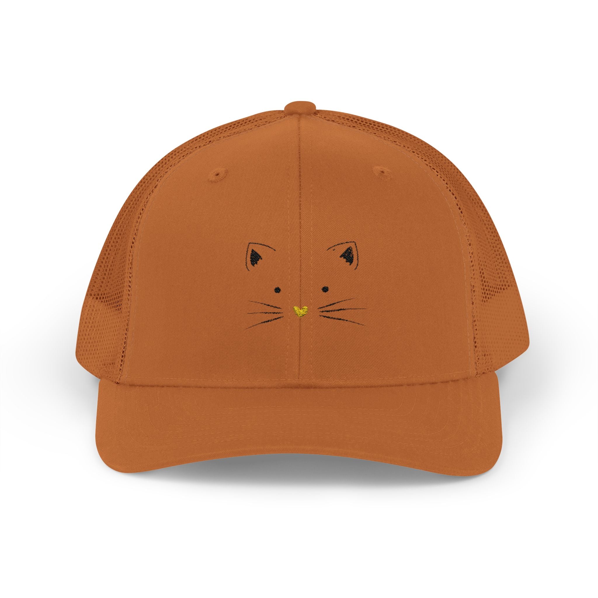 Cat Face Trucker Cap — Minimal Cute Kitty Snapback Hat