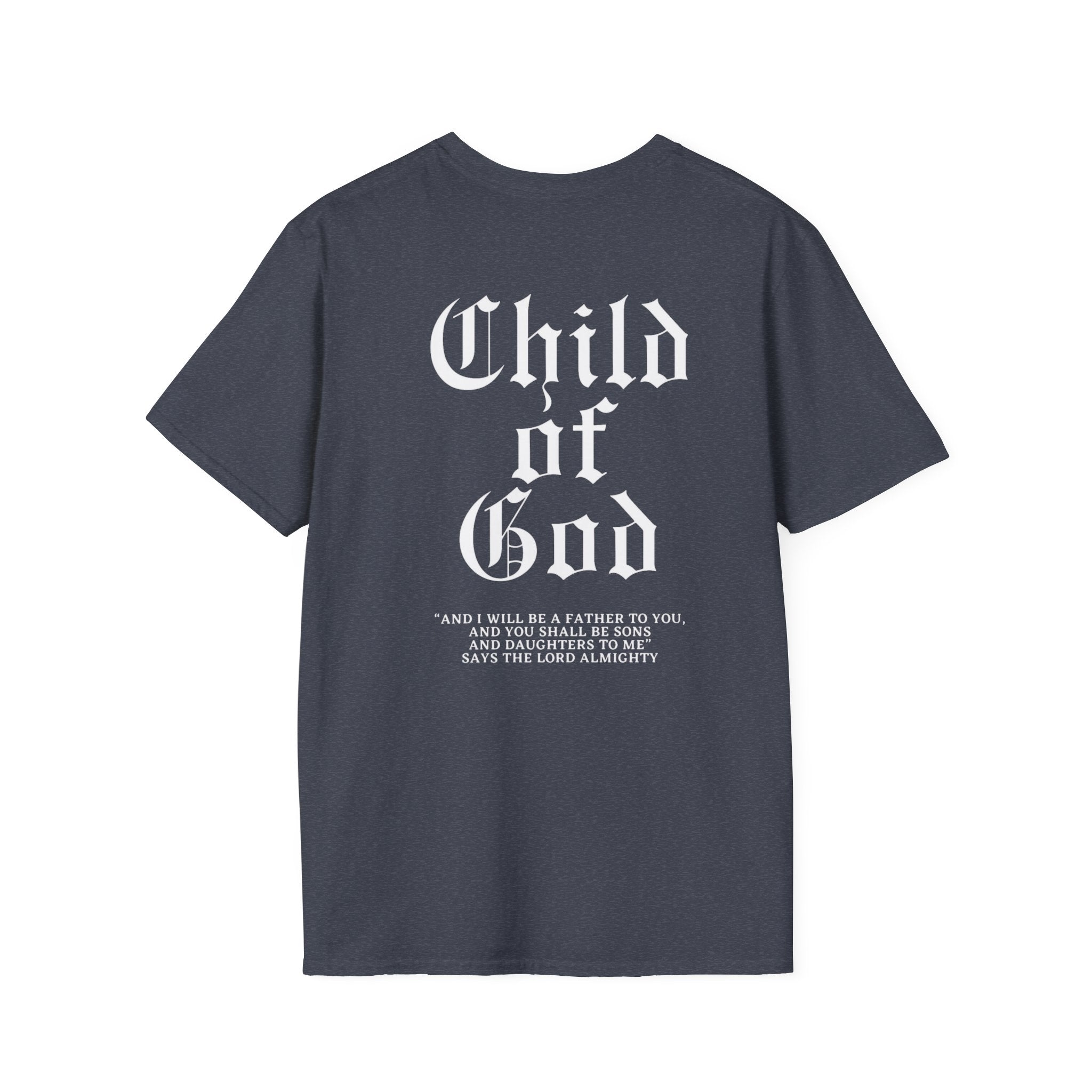 Child of God T-Shirt — Gothic Script Faith Tee with Bible Verse (Christian Apparel)