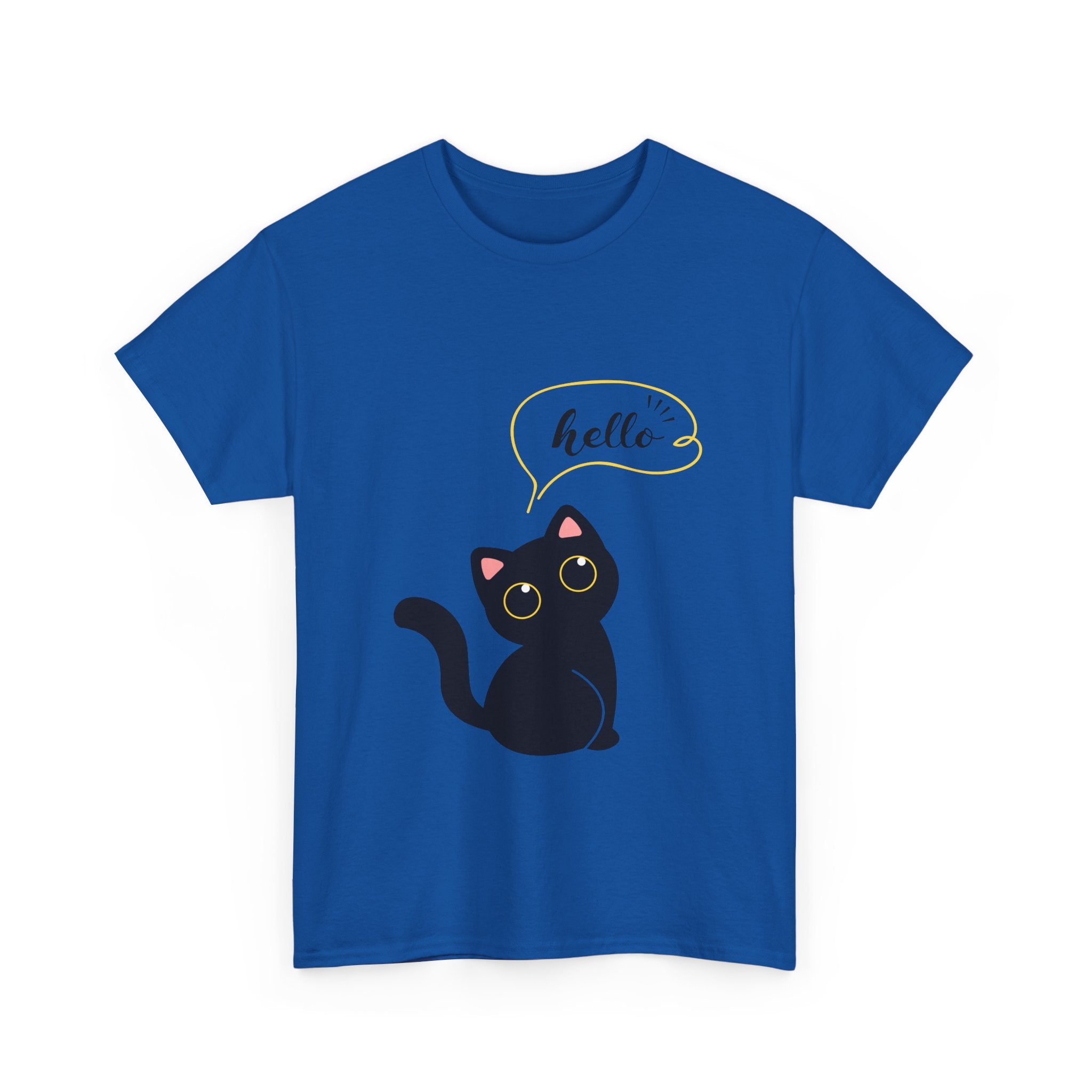 Cute Cat Hello Tee, Unisex Cotton Shirt, Cat Lover Gift, Funny Cat T-Shirt, Pet Lover Merchandise, Cozy Everyday Wear