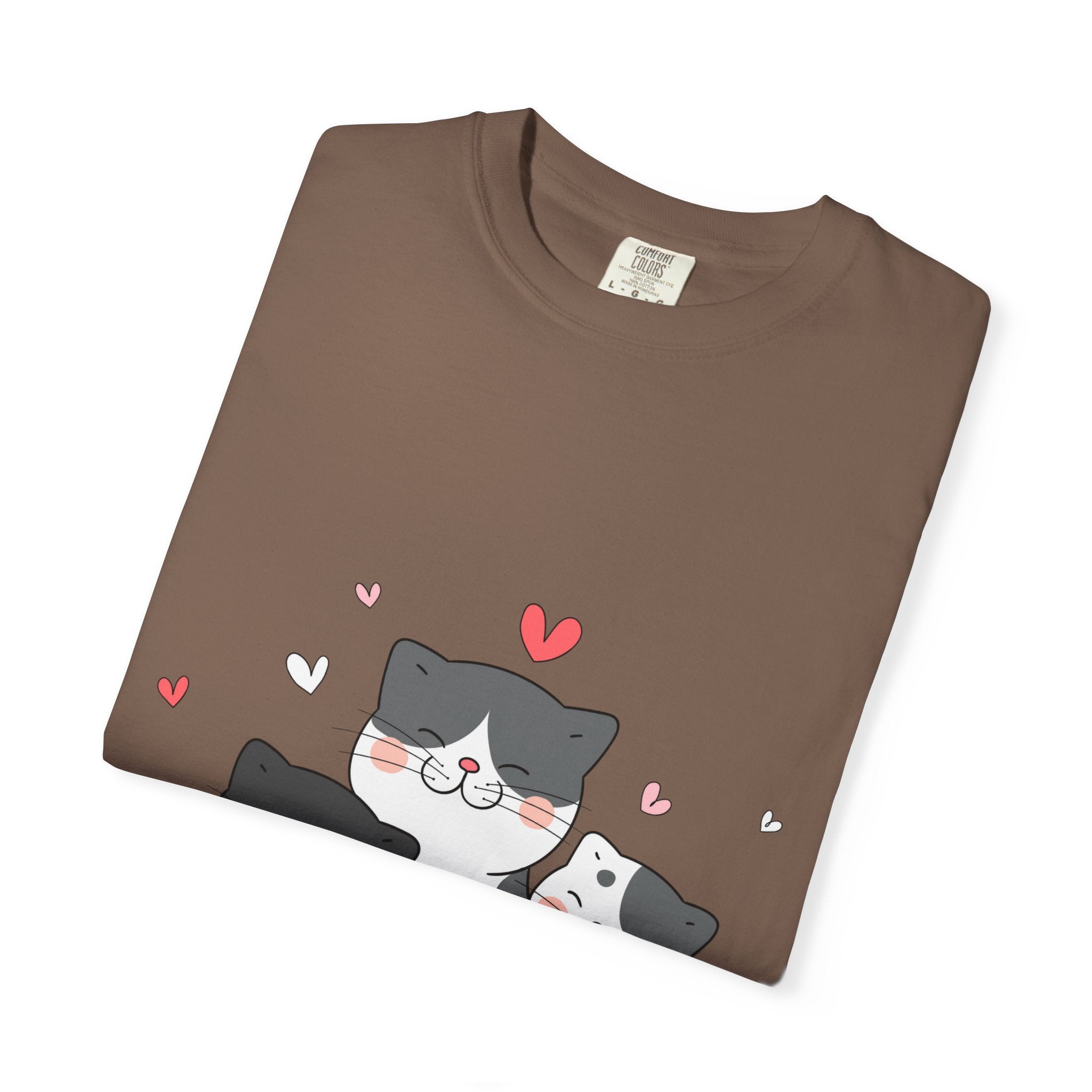 Cat Trio T-Shirt — Cute Kawaii Cats with Hearts Tee