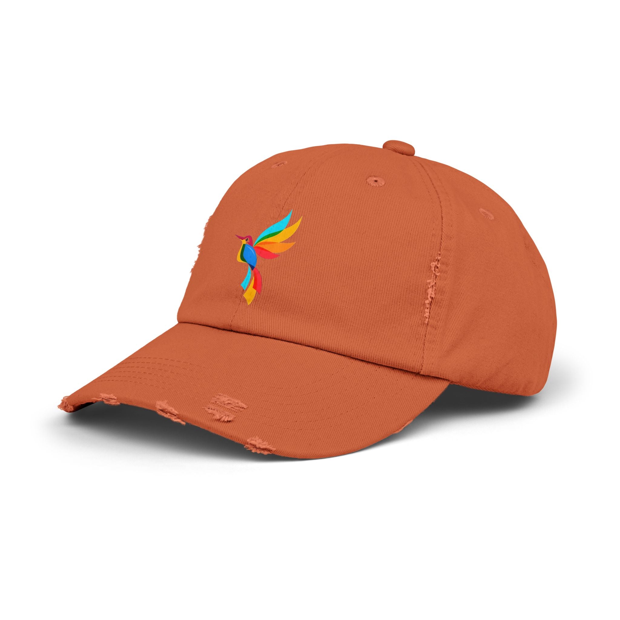 Colorful Hummingbird Unisex Distressed Cap, Casual Summer Hat, Trendy Dad Hat, Outdoor Accessories, Gift for Nature Lovers