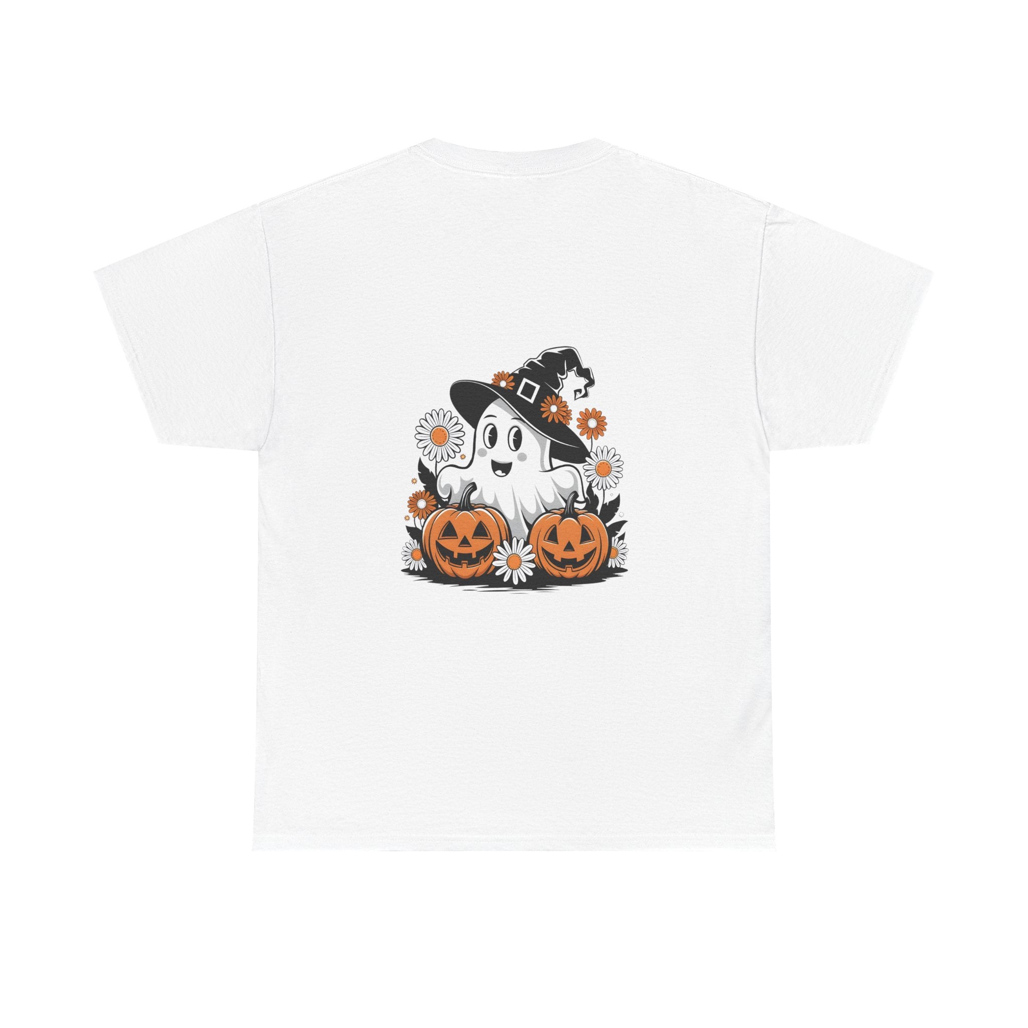 Halloween Ghost & Pumpkin Tee, Unisex Halloween Shirt, Spooky T-Shirt, Fall Fashion, Trick or Treat Top, Seasonal Apparel