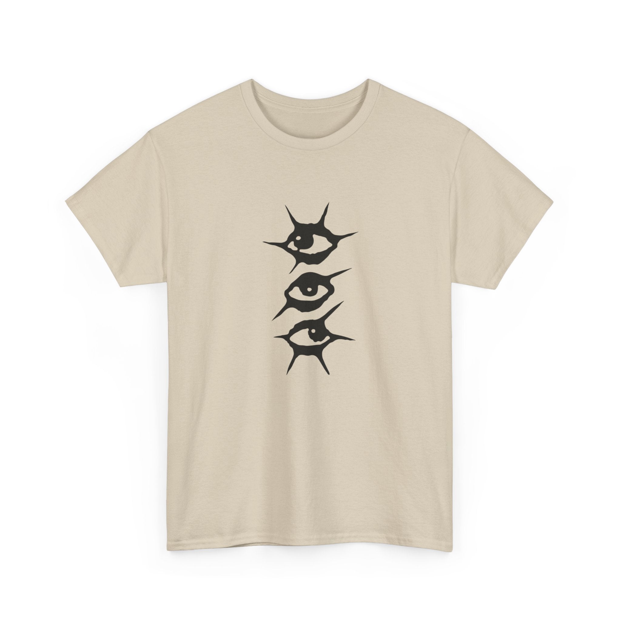 T-Shirt — Minimal Three Eyes Graphic Tee with 'Who Are You When Nobody's Watching?' Back Text