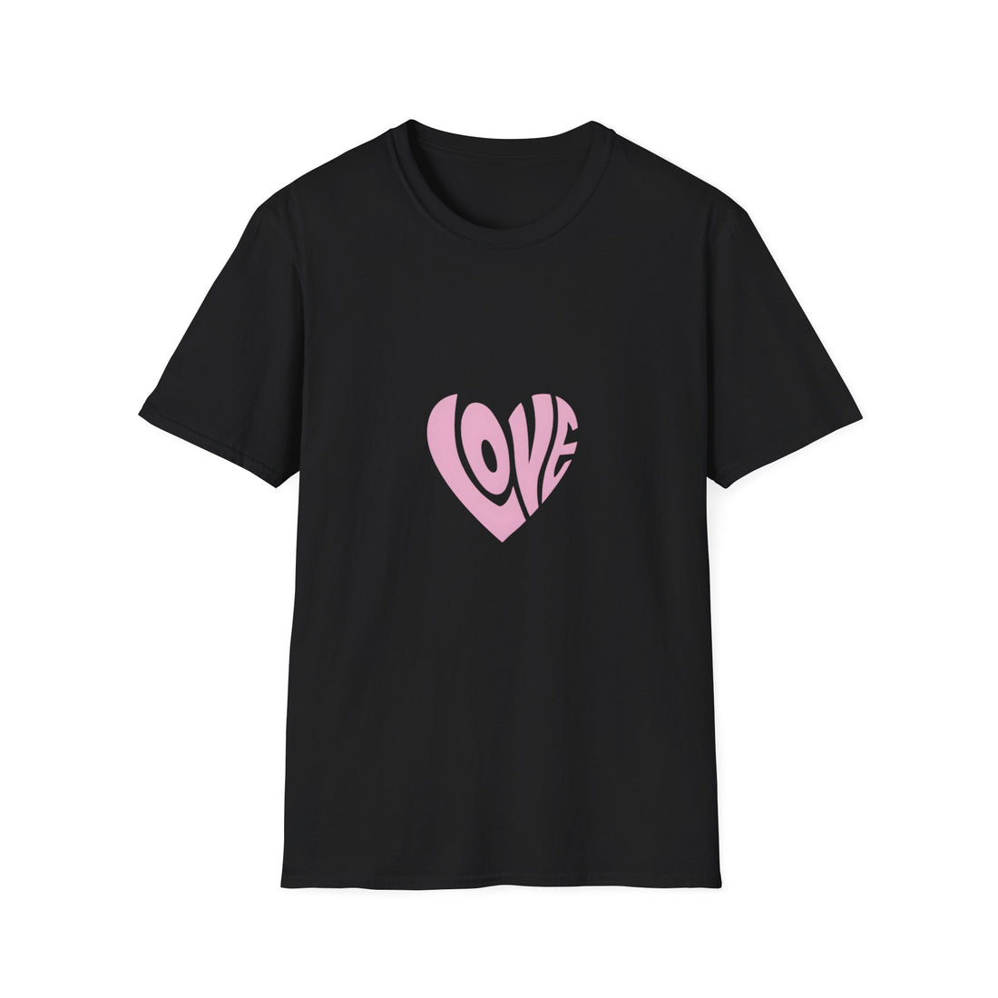 Love Heart T-Shirt — Pink Retro Script Tee for Valentine’s & Everyday