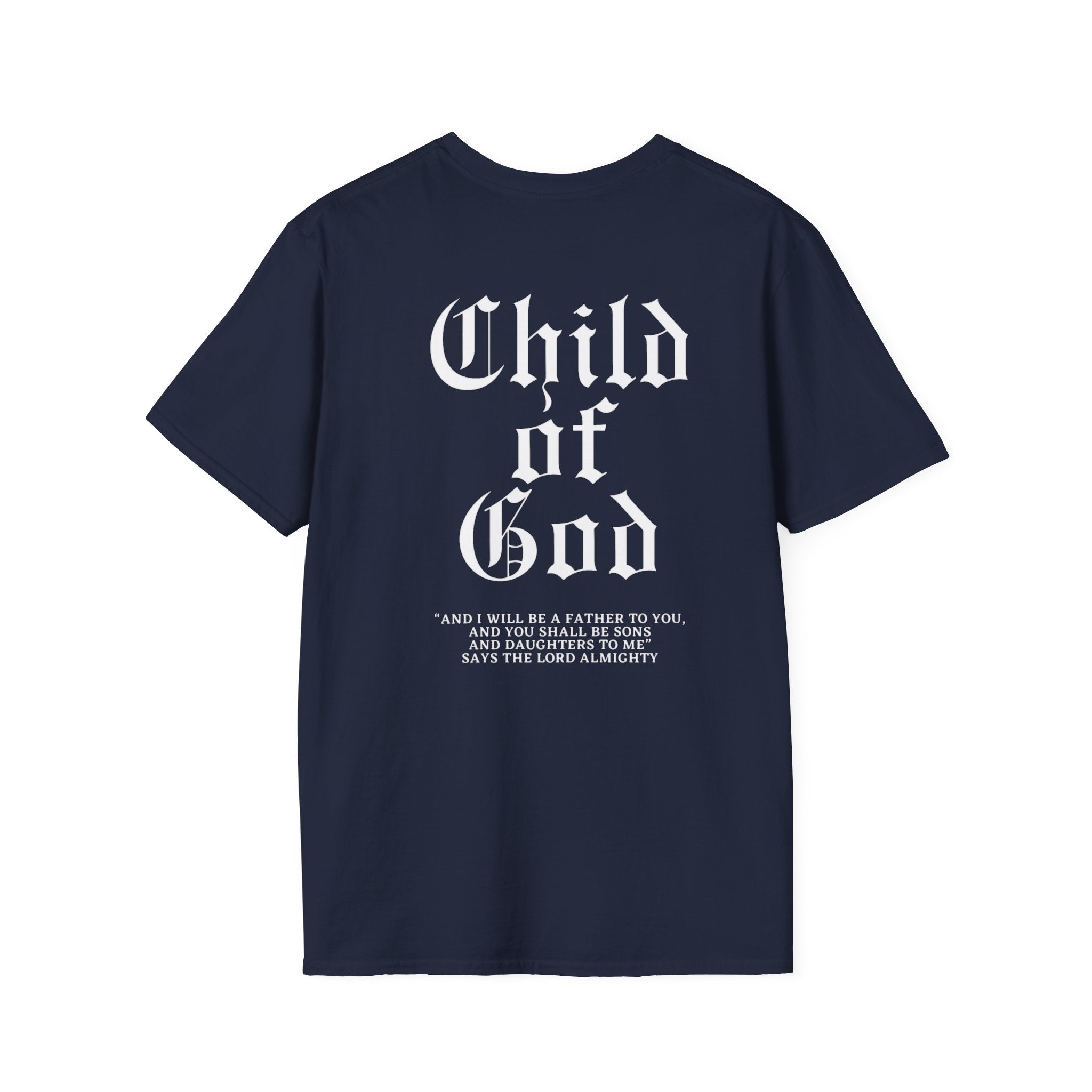 Child of God T-Shirt — Gothic Script Faith Tee with Bible Verse (Christian Apparel)