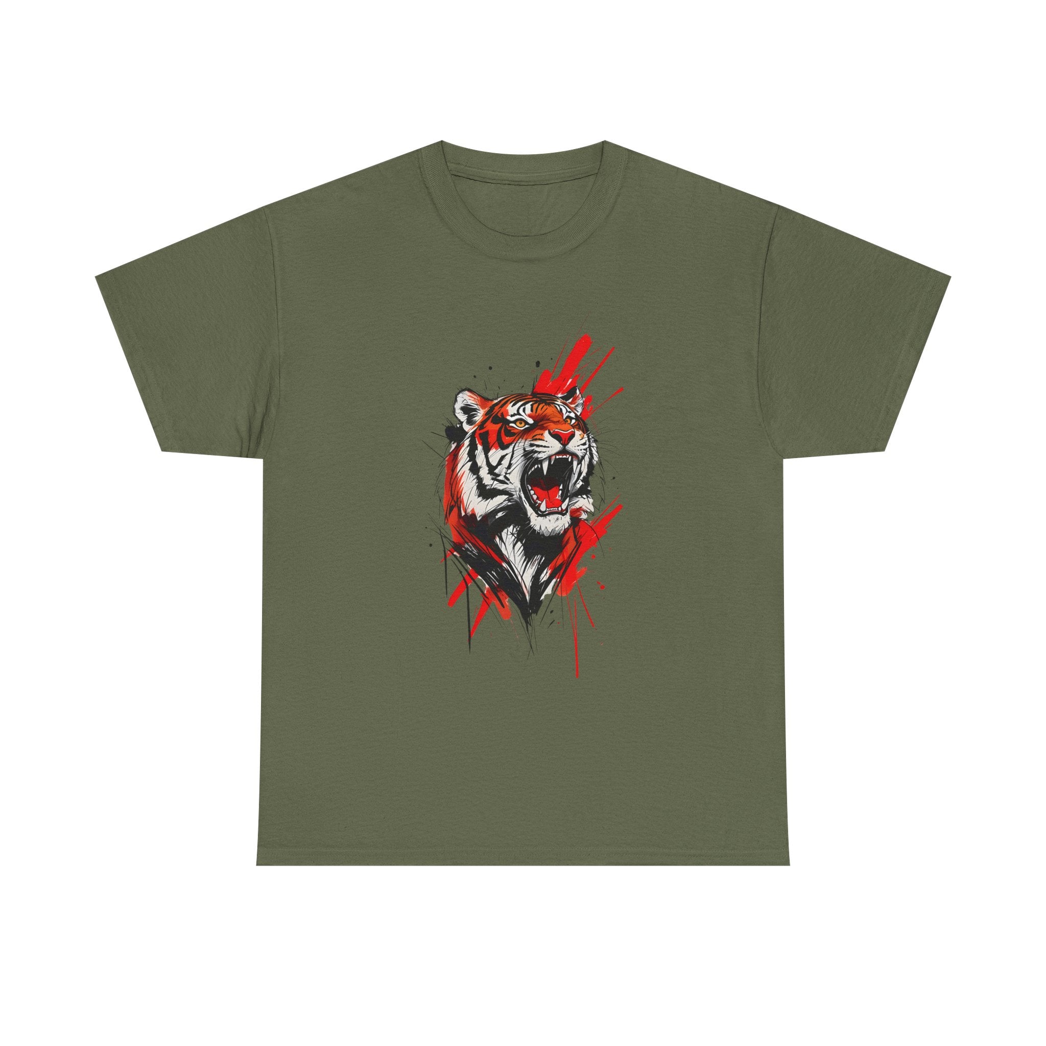 Ferocious Tiger Unisex Heavy Cotton Tee, Animal Lover Shirt, Graphic Tee, Wildlife Shirt, Gift for Her, Gift for Him