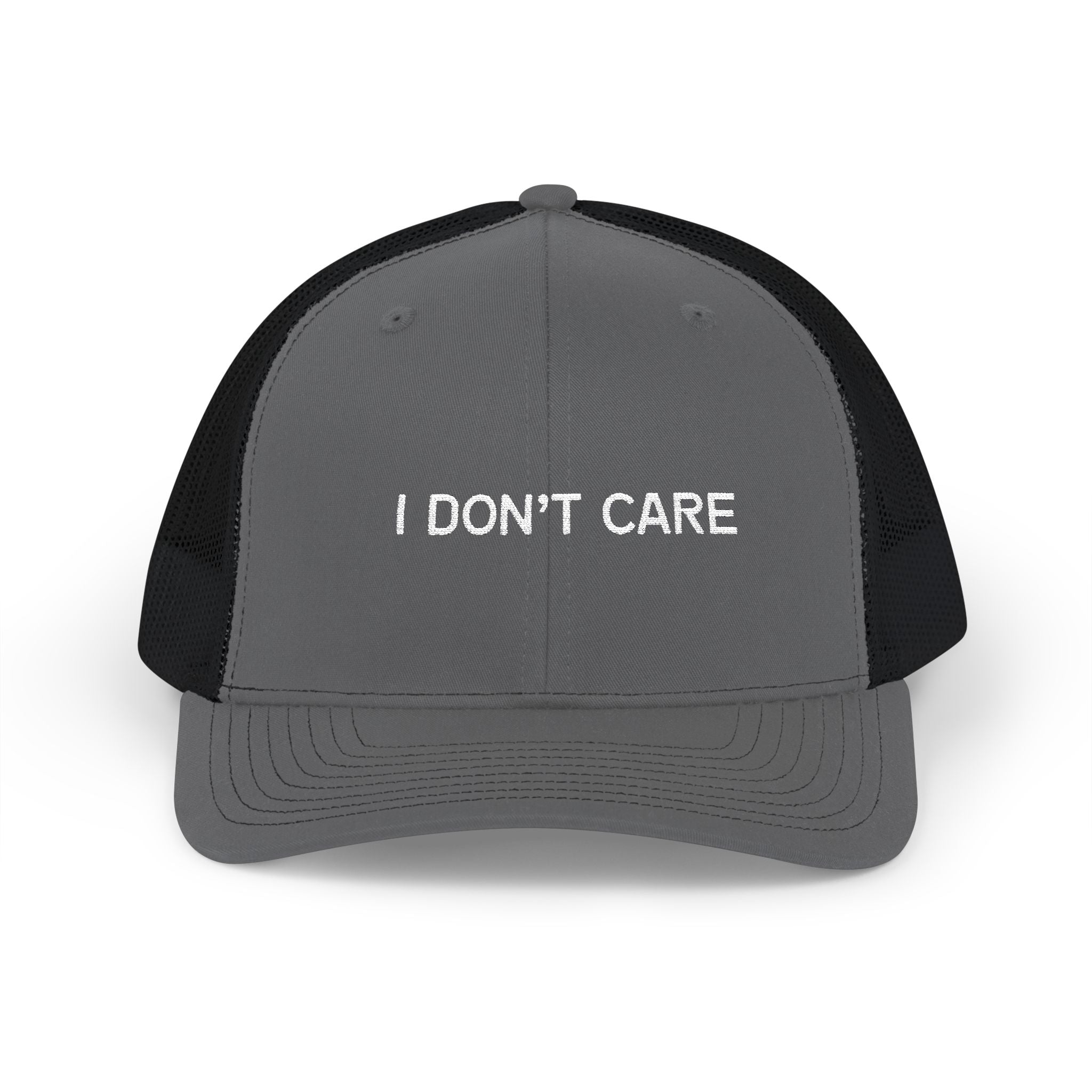 I Don't Care Embroidered Trucker Cap