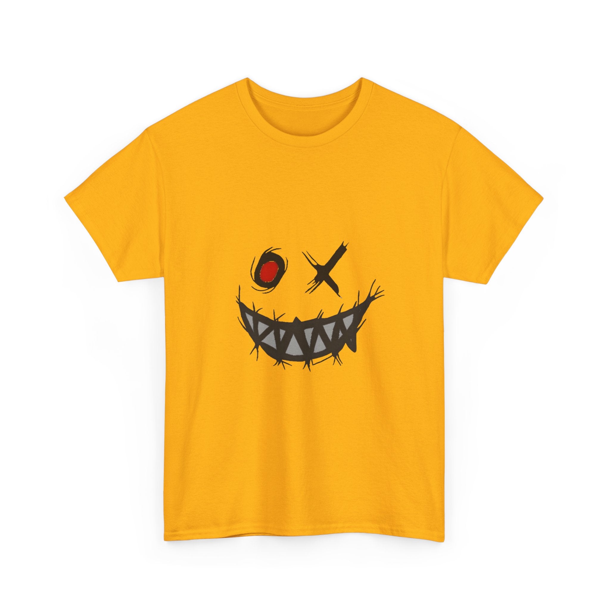 Playful Smile Unisex Heavy Cotton Tee - Perfect for Halloween, Gift for Friends, Casual Wear, Graphic Tee, Unique Style