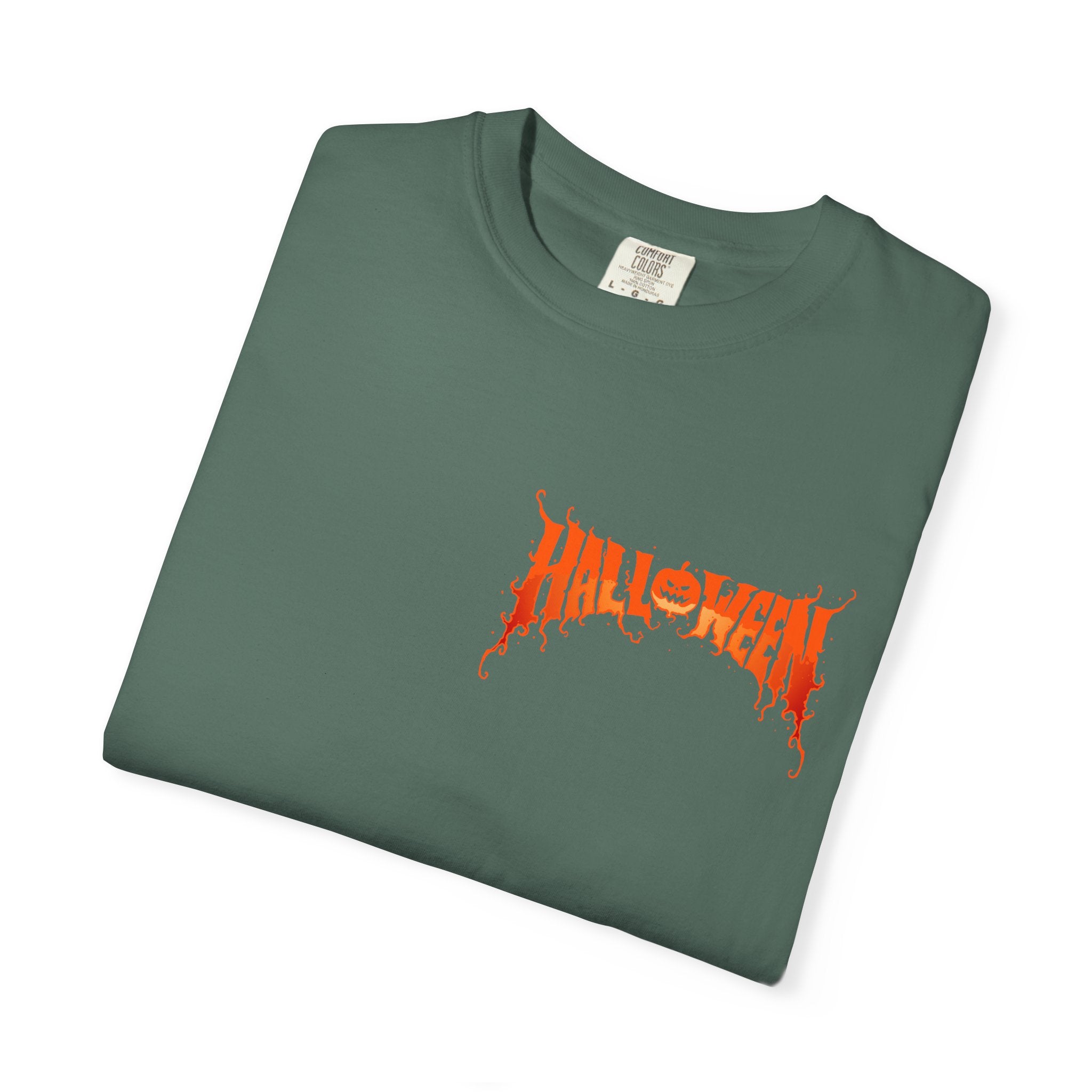 Halloween Unisex Garment-Dyed T-Shirt, Pumpkin Tee, Spooky Apparel, Fall Festival Shirt, Trick-or-Treat Top, Halloween Costume