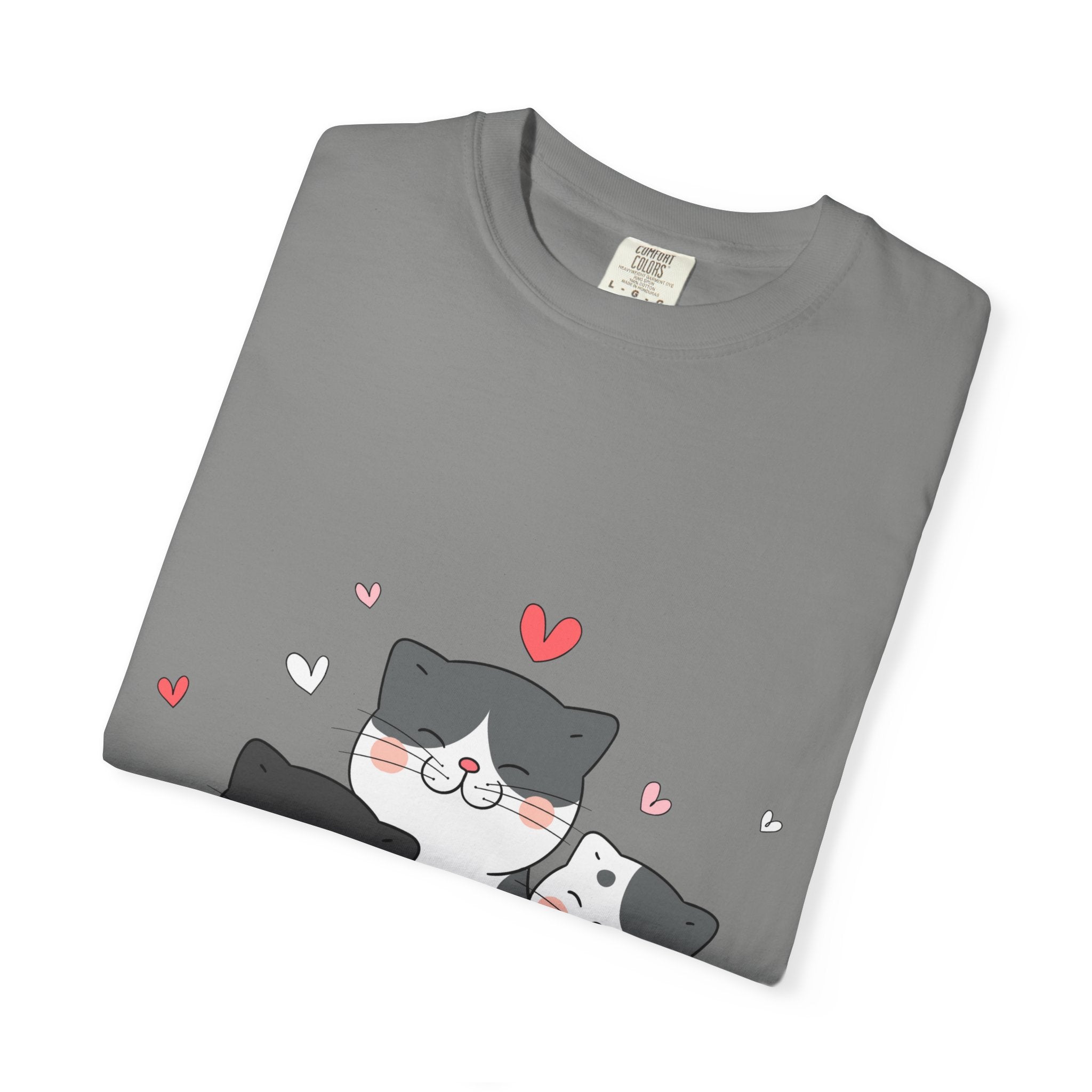 Cat Trio T-Shirt — Cute Kawaii Cats with Hearts Tee
