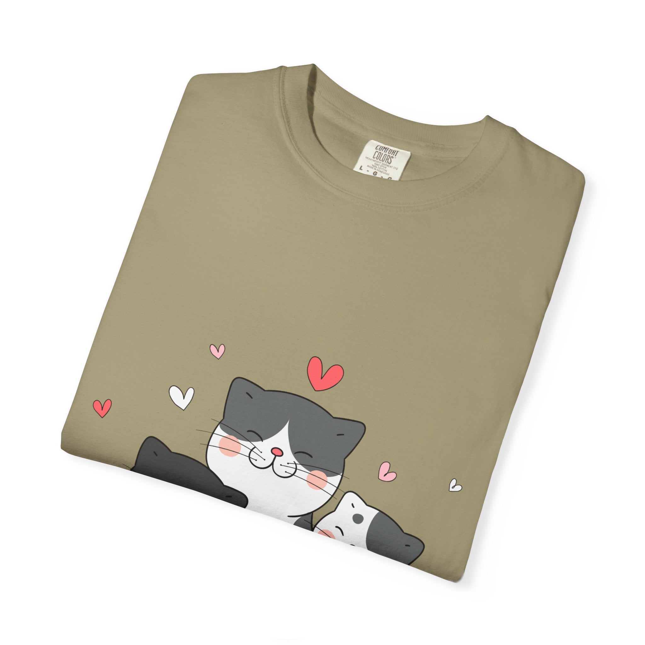 Cat Trio T-Shirt — Cute Kawaii Cats with Hearts Tee
