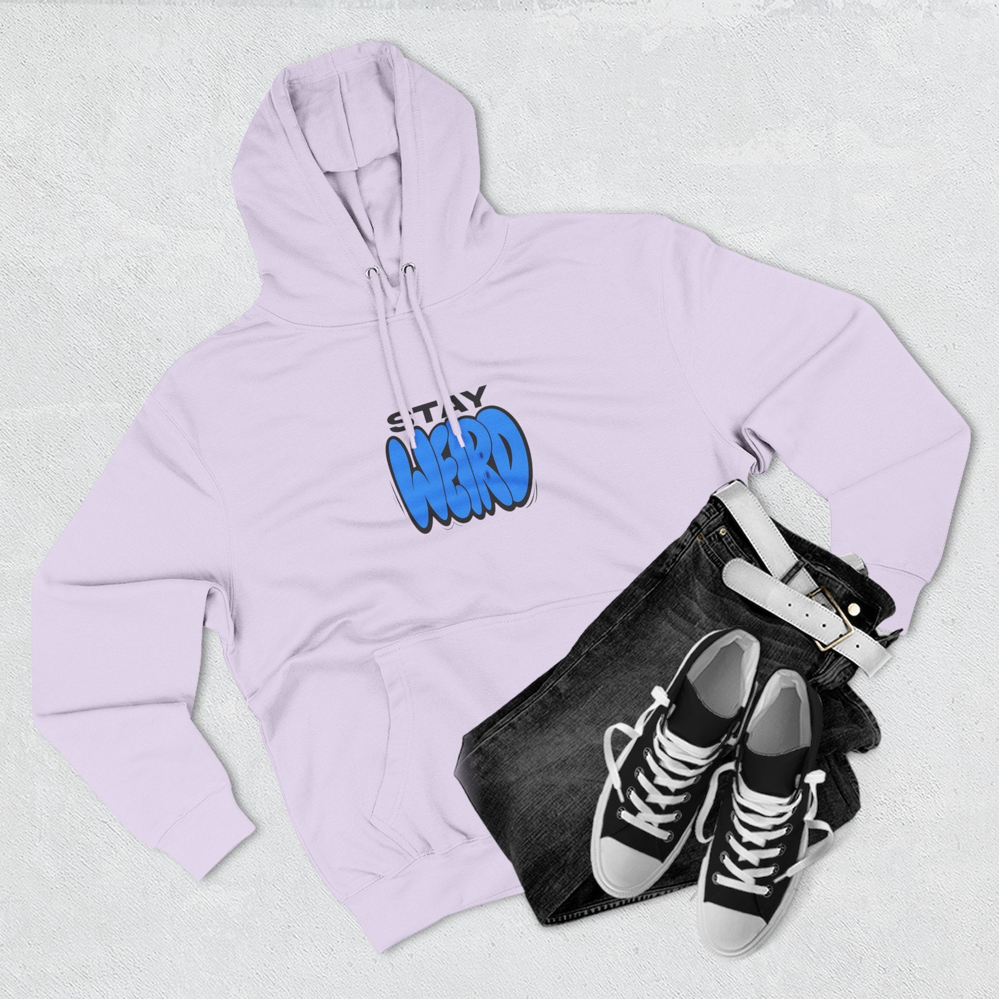 Stay Weird Hoodie — Cute Blue Graphic Fleece Pullover