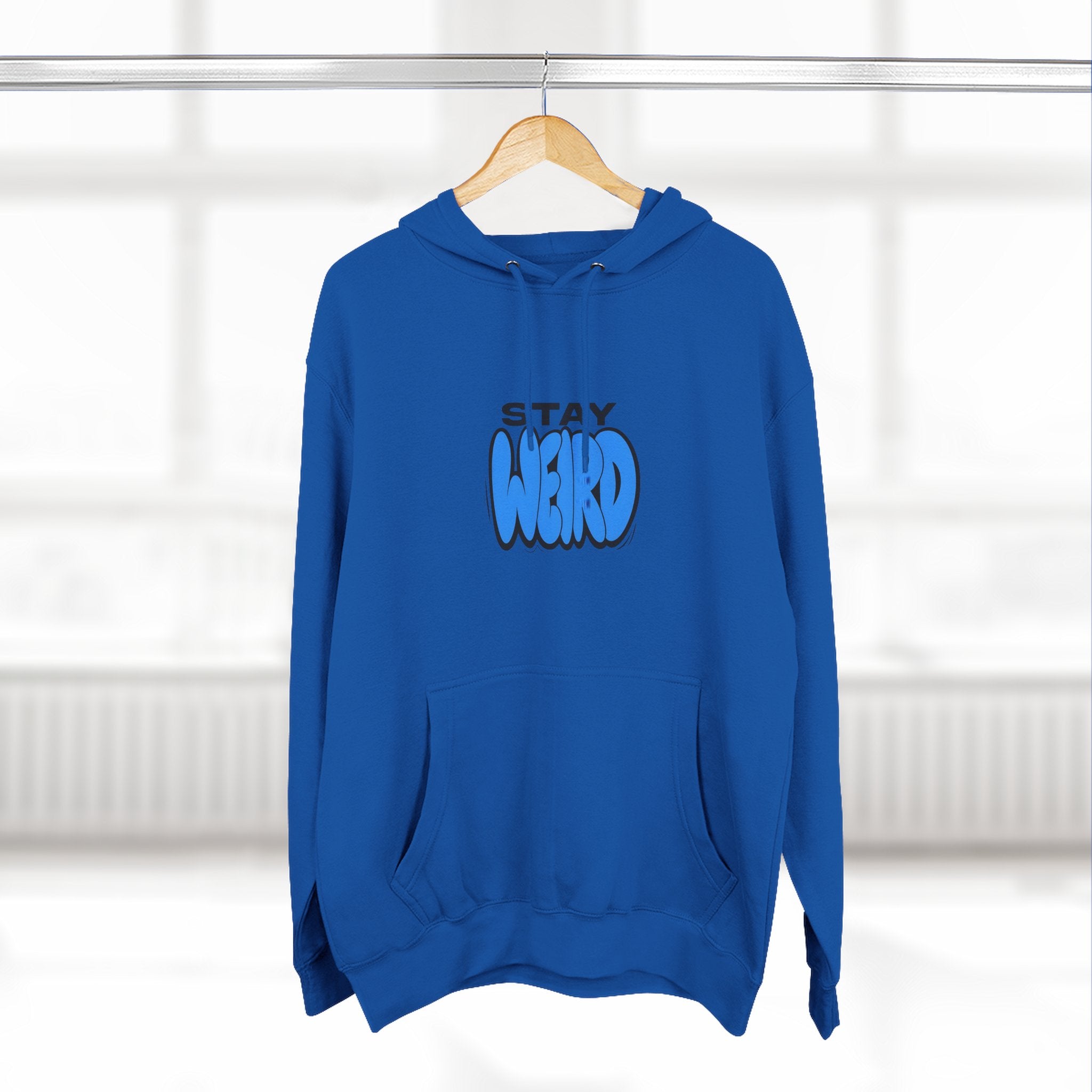 Stay Weird Hoodie — Cute Blue Graphic Fleece Pullover
