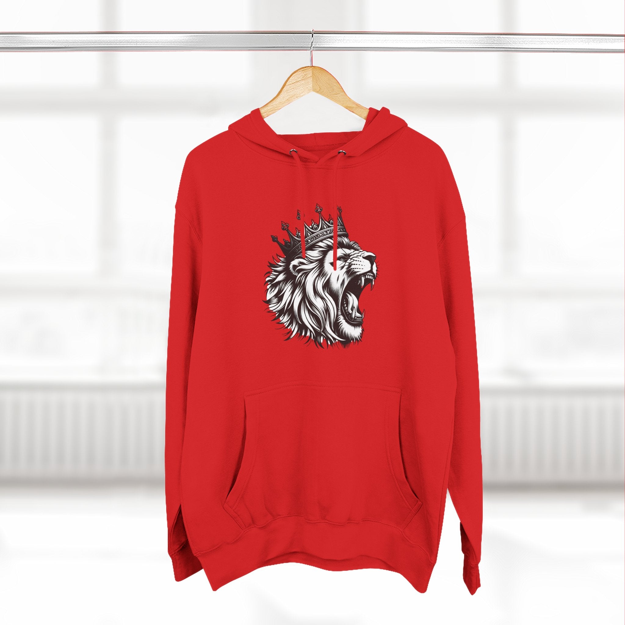 Courageous Lion Fleece Hoodie, Casual Streetwear, Unisex Hoodie, Gift for Lion Lovers, Cozy Warm Hoodie