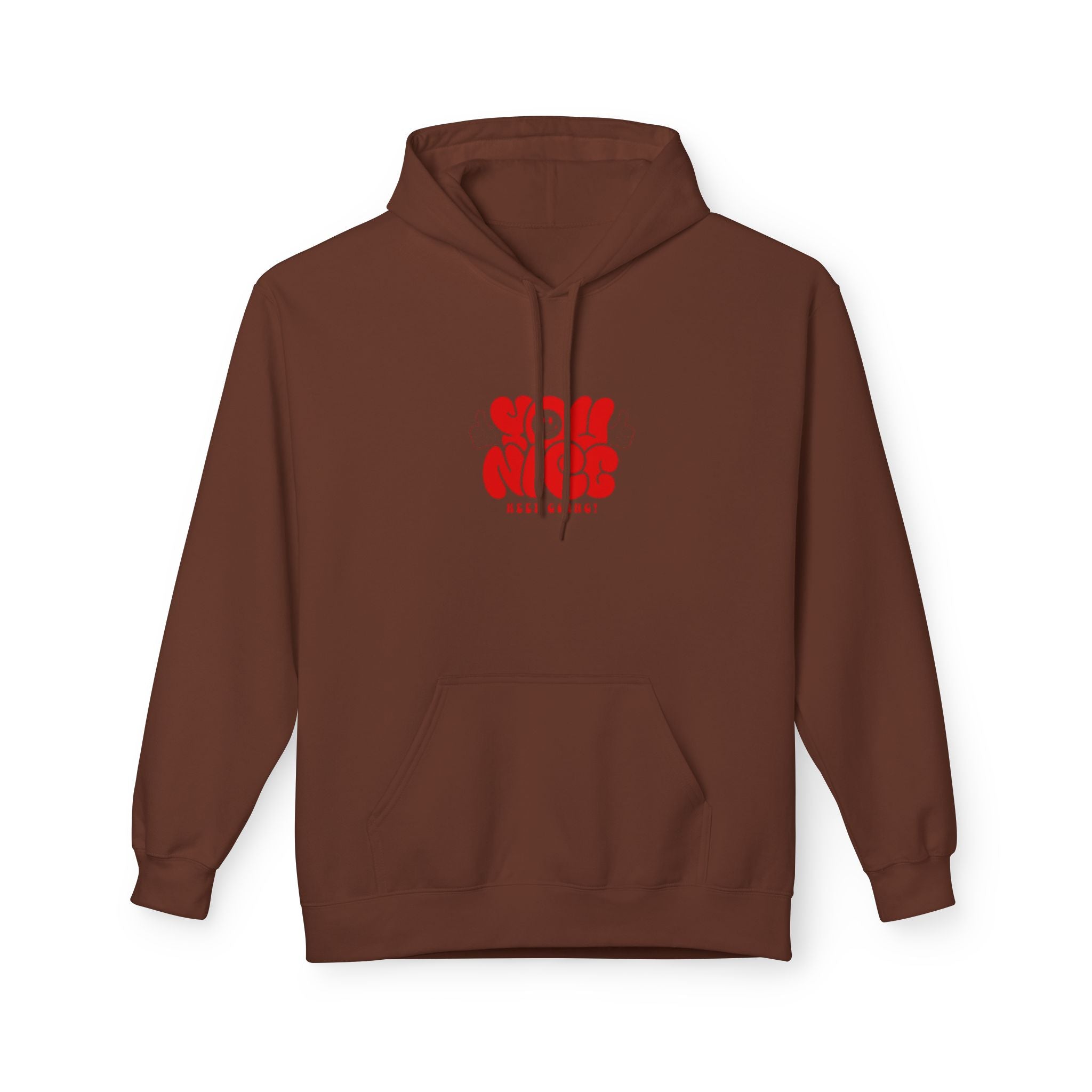 Nice Vibes Hoodie — Retro Red "Stay Nice" Graphic Sweatshirt