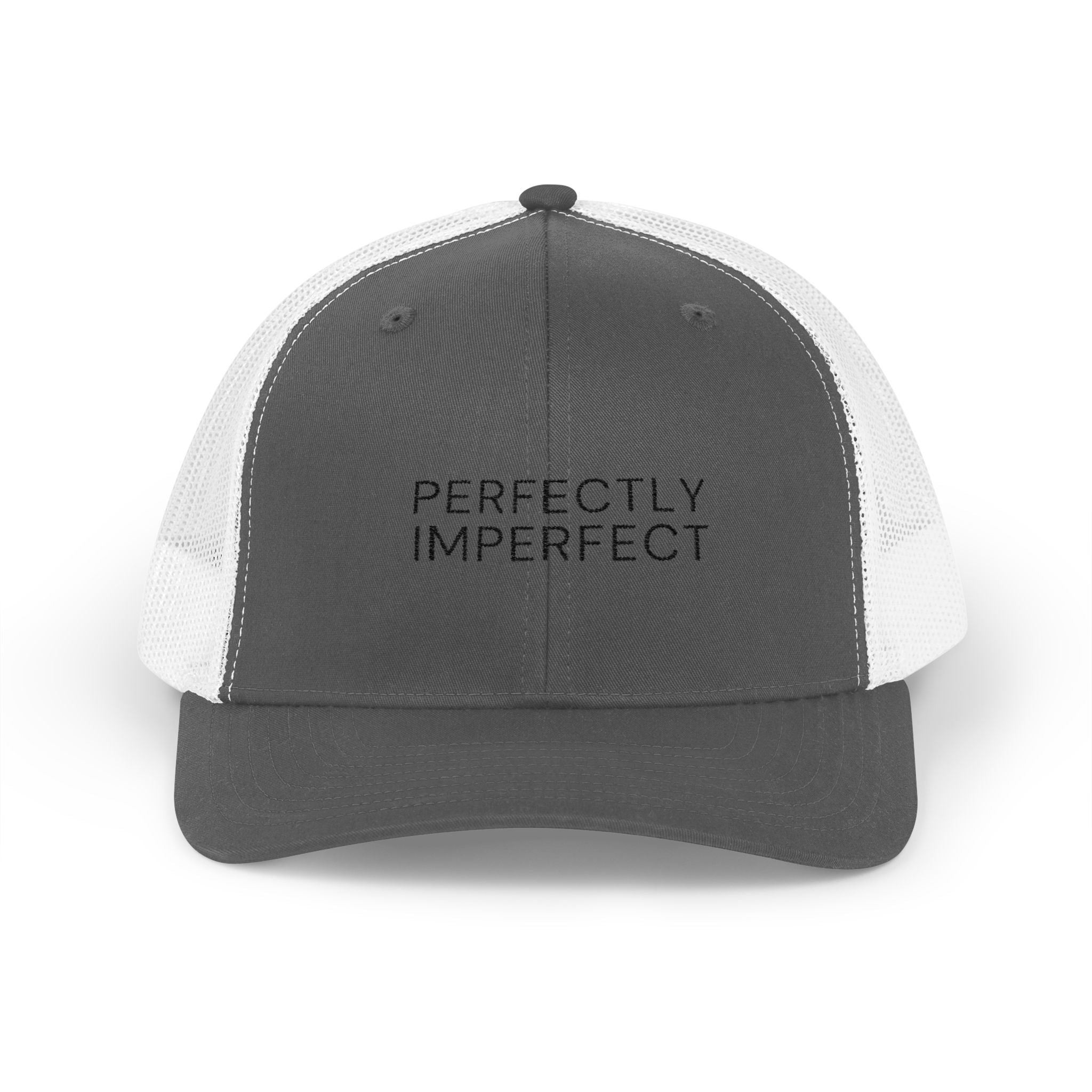 Trucker Cap — "Perfectly Imperfect" Embroidered Mesh Snapback