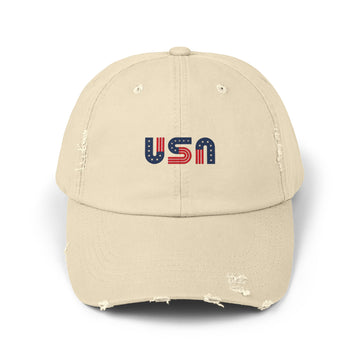 USA Distressed Cap — Vintage Patriotic Baseball Hat