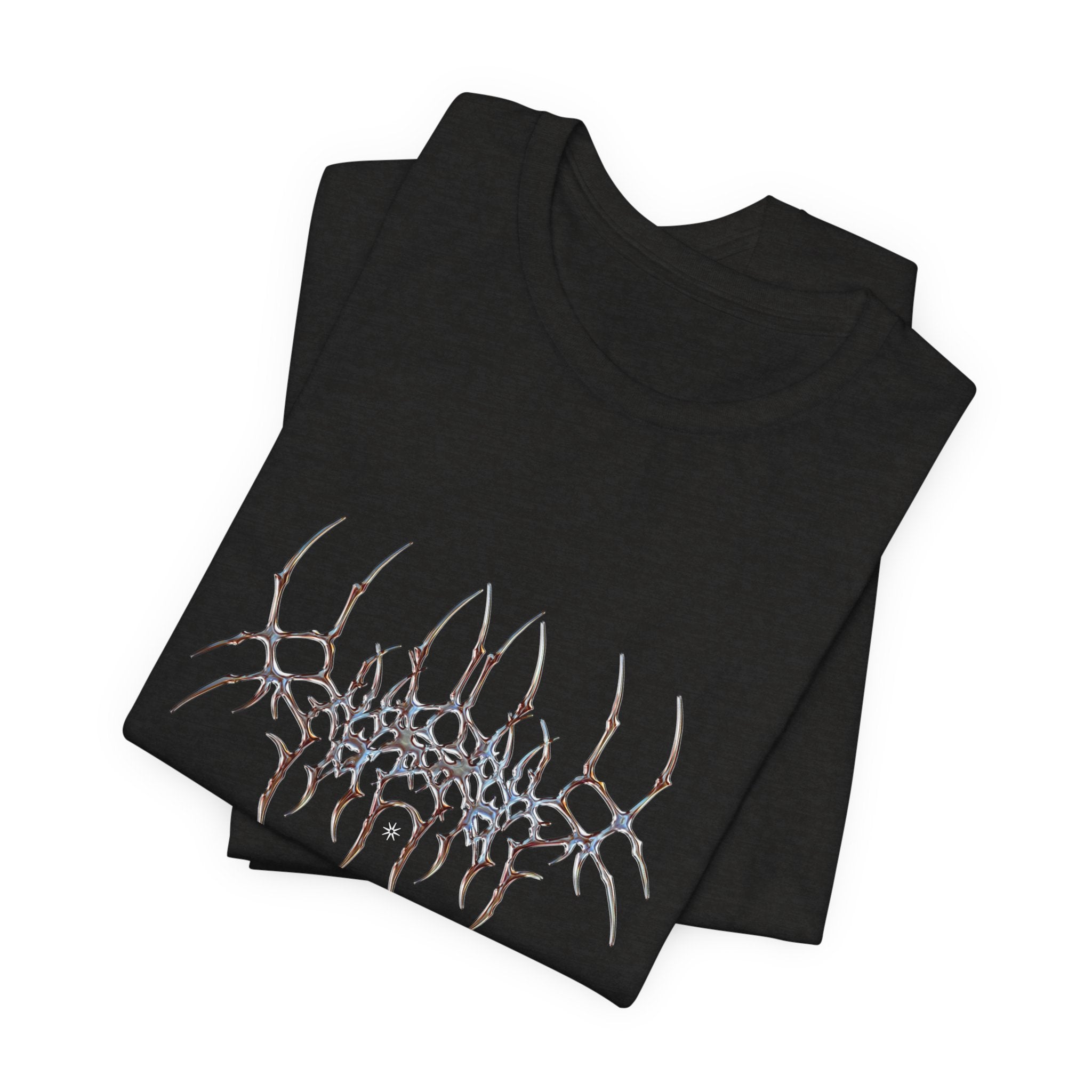 Gothic Spider Web Graphic Tee — Trippy Dark Metal Design