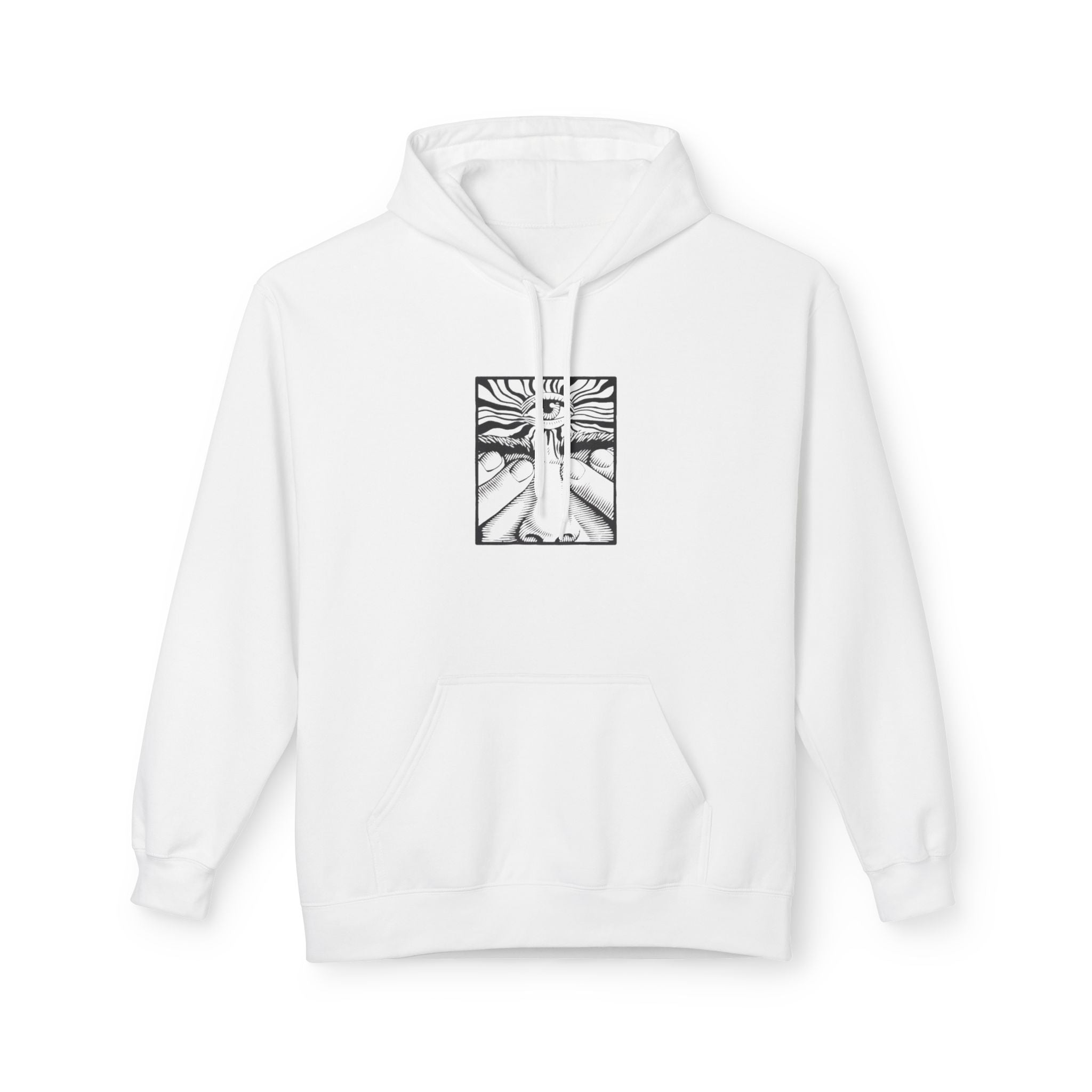 Minimalist Line Art Hoodie — Abstract Sunrise Hands Design