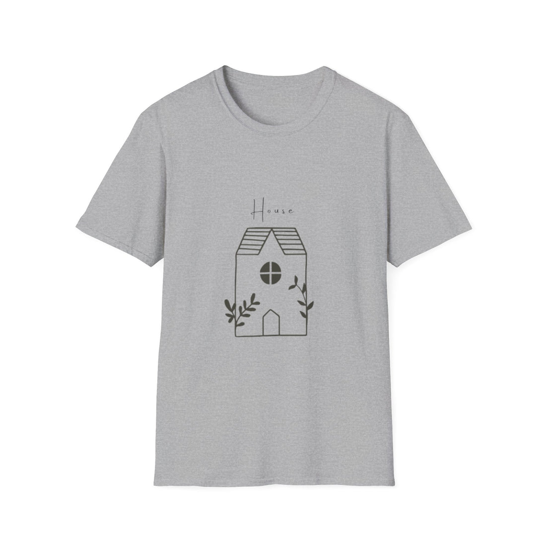 House Line Art T-Shirt — Minimal ‘Home’ Cottage Graphic Tee
