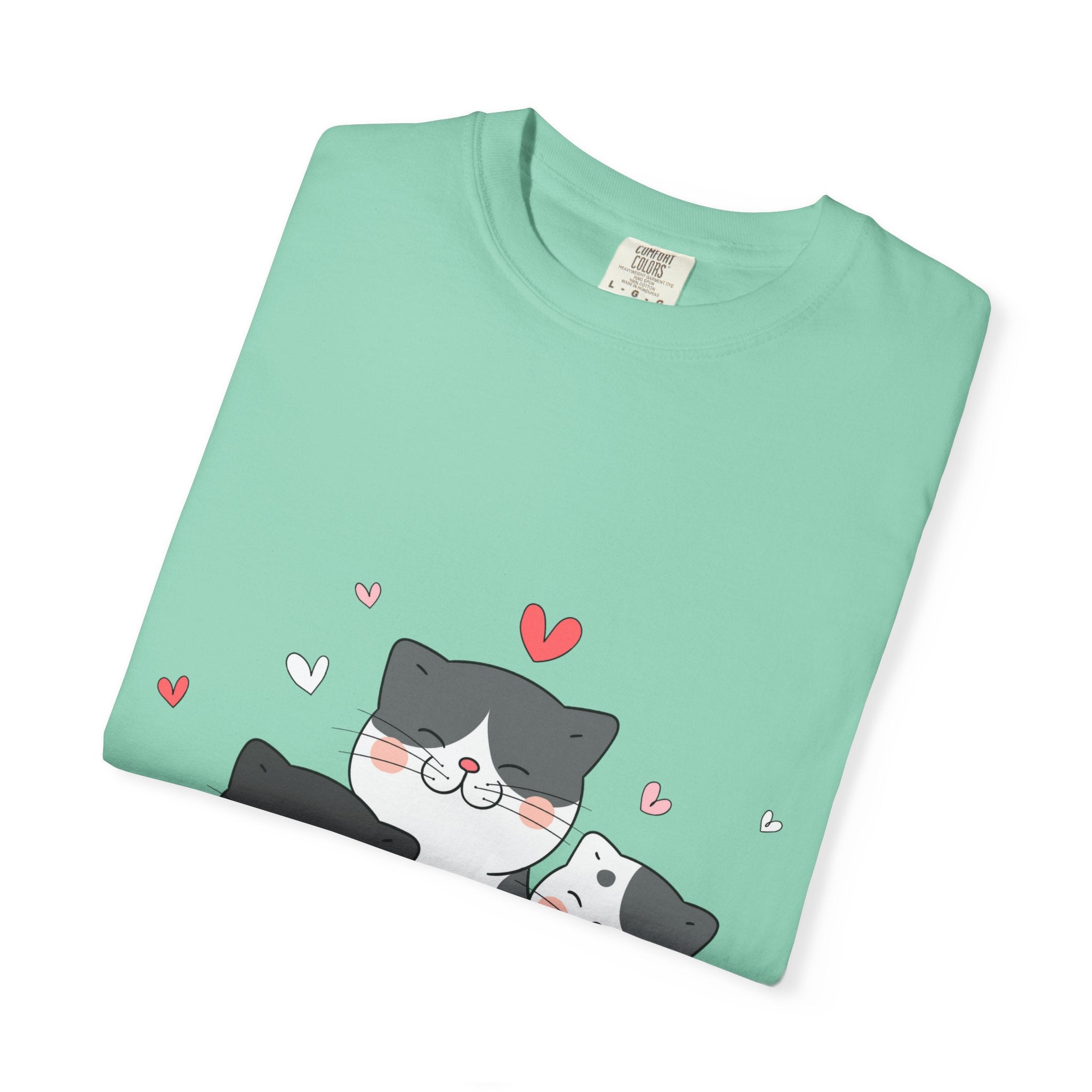 Cat Trio T-Shirt — Cute Kawaii Cats with Hearts Tee