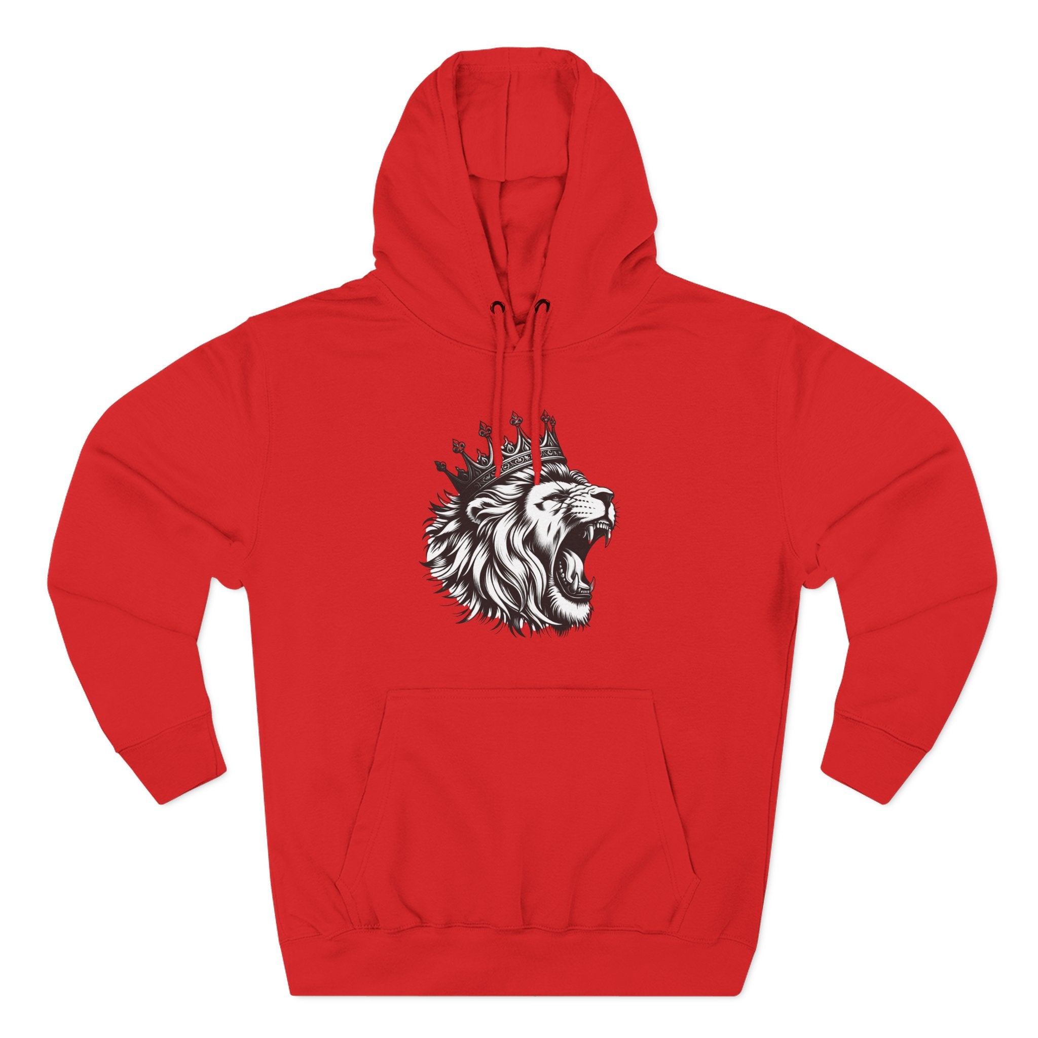 Courageous Lion Fleece Hoodie, Casual Streetwear, Unisex Hoodie, Gift for Lion Lovers, Cozy Warm Hoodie