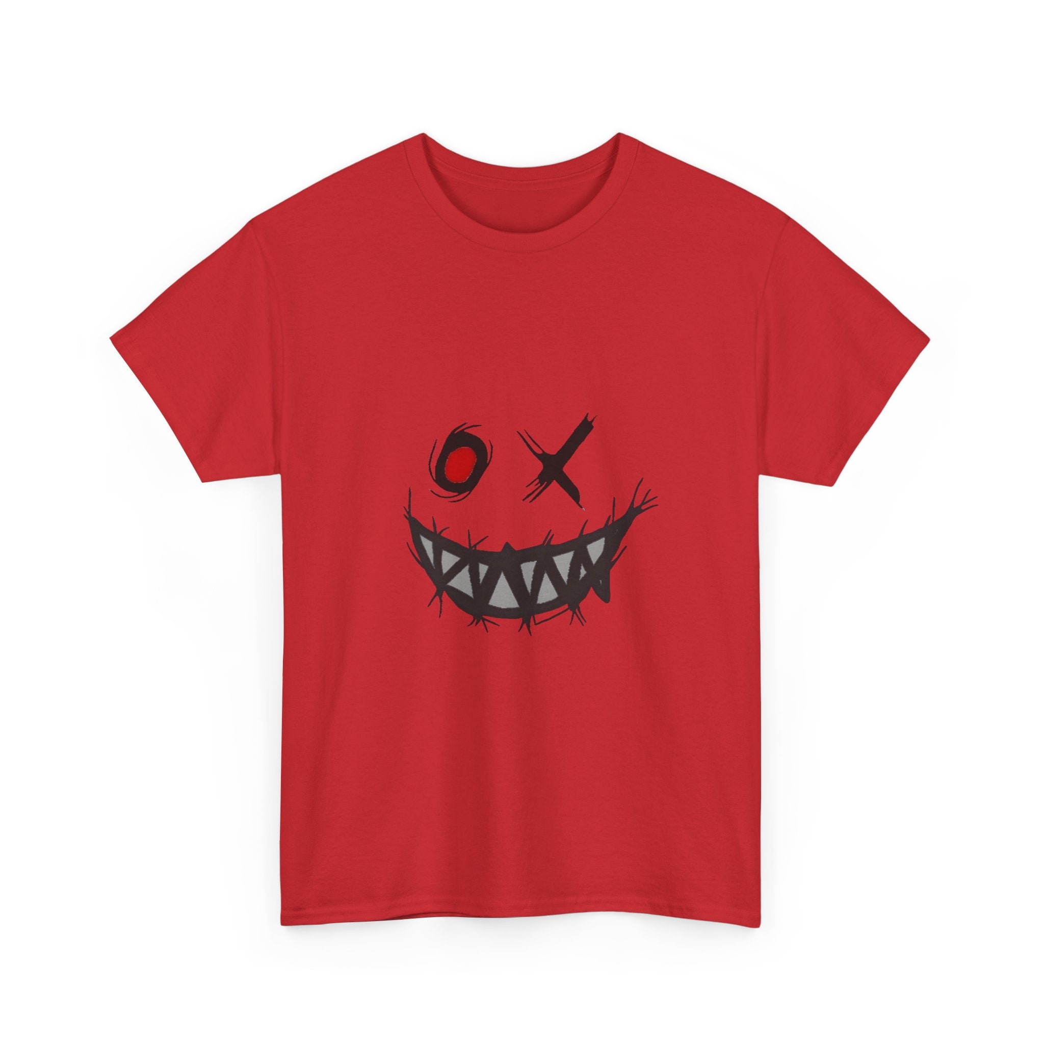 Playful Smile Unisex Heavy Cotton Tee - Perfect for Halloween, Gift for Friends, Casual Wear, Graphic Tee, Unique Style